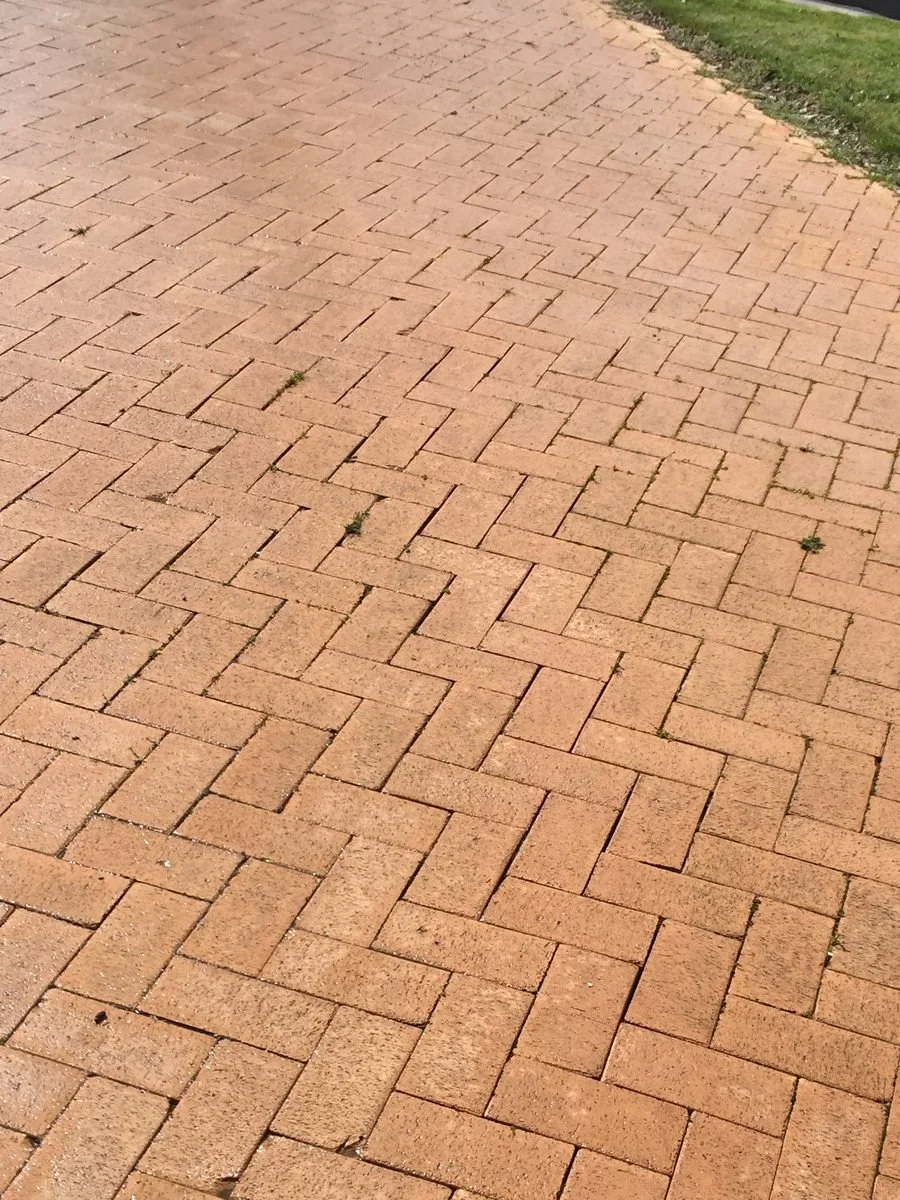 Herringbone paver driveway after cleaning (Canberra)