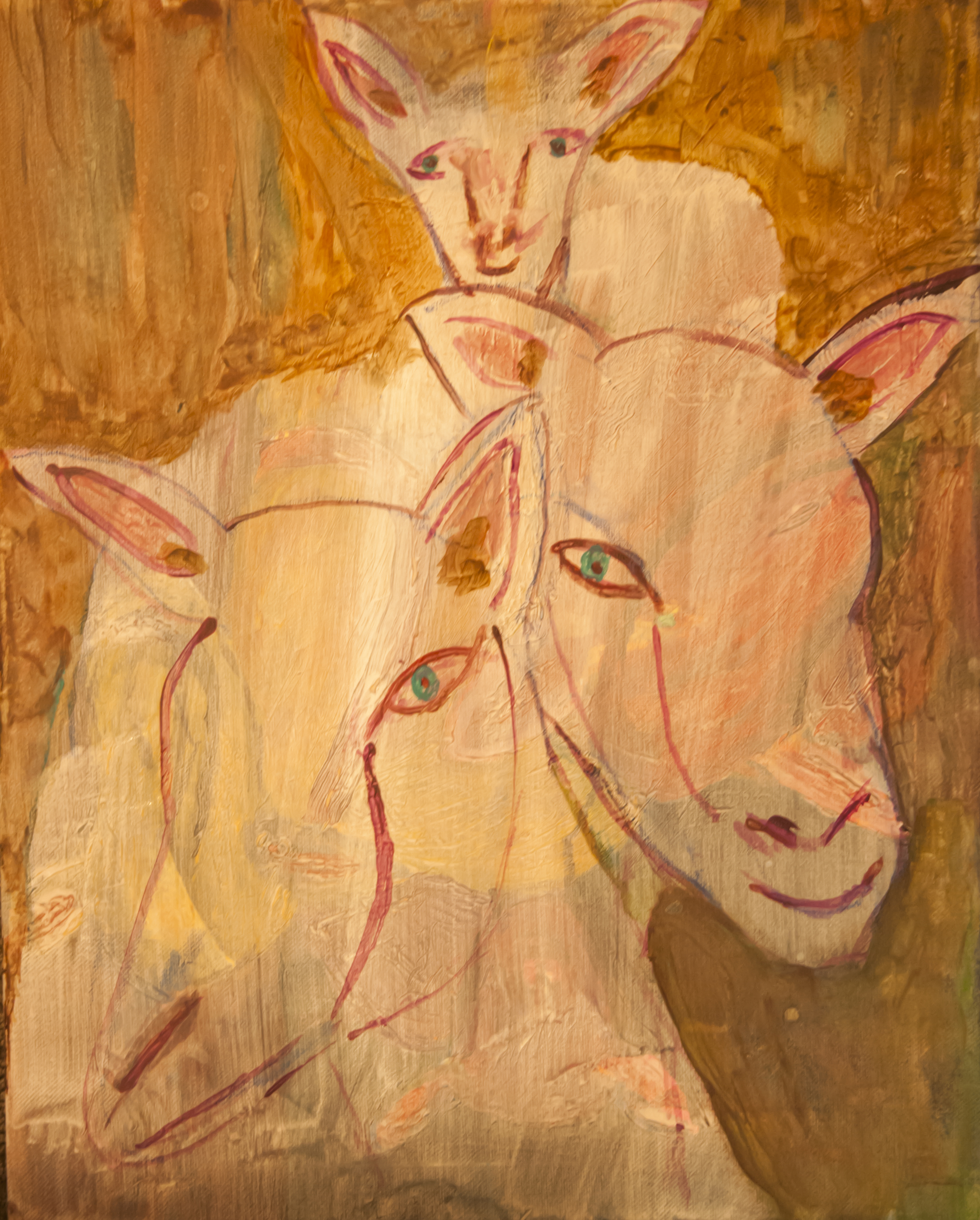 Three Goats, acrylic, canvas, 16"x20"