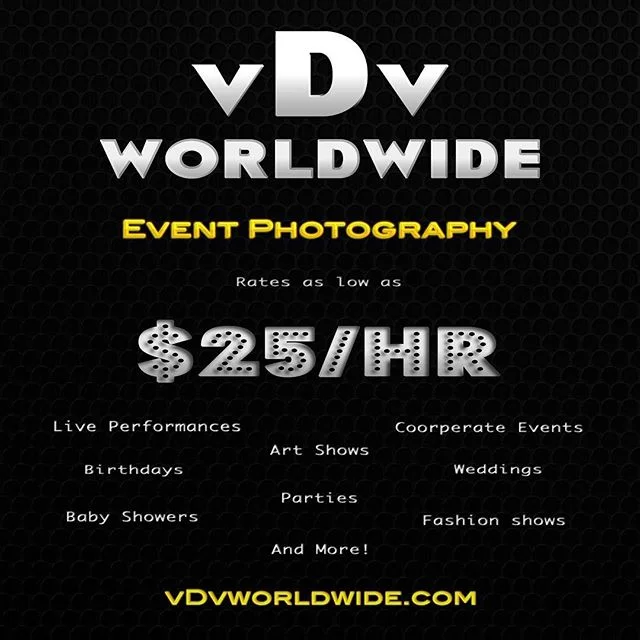 vDvWorldwide.com

#events #eventphotography #eventphotographer #blackfriday #blackfriday2016 #blackfridaydeals #eventplanner #eventplanning #photographer #photography #booknow #booktoday #artevent #artevents #artshows #fashionshow #fashionshows #birt