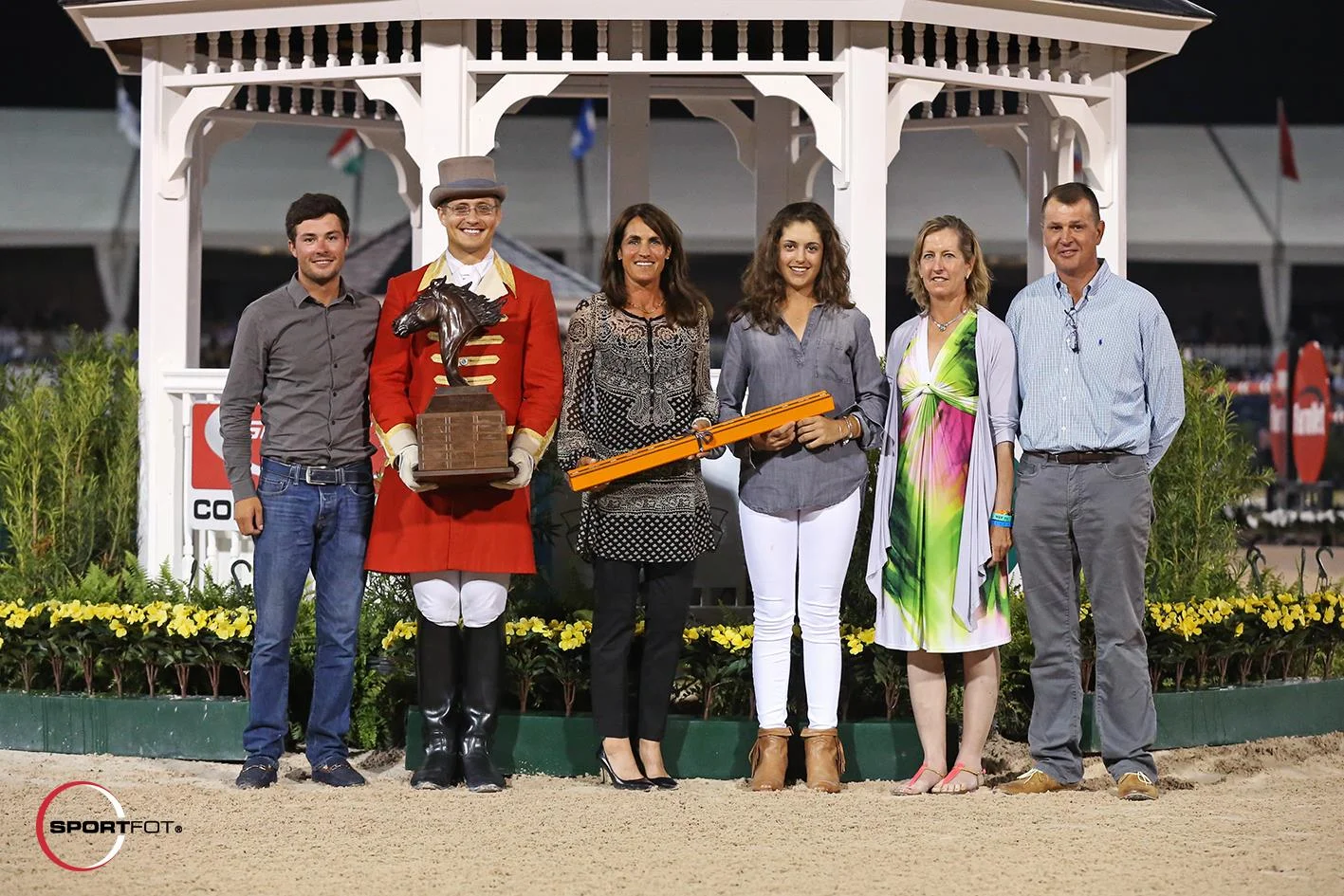 Cara Anthony presenting the annual "Candida Cagney Forstmann Junior Sportsmanship Award" at the Winter Equestrian Festival, sponsored by Potcreek Meadow Farm.