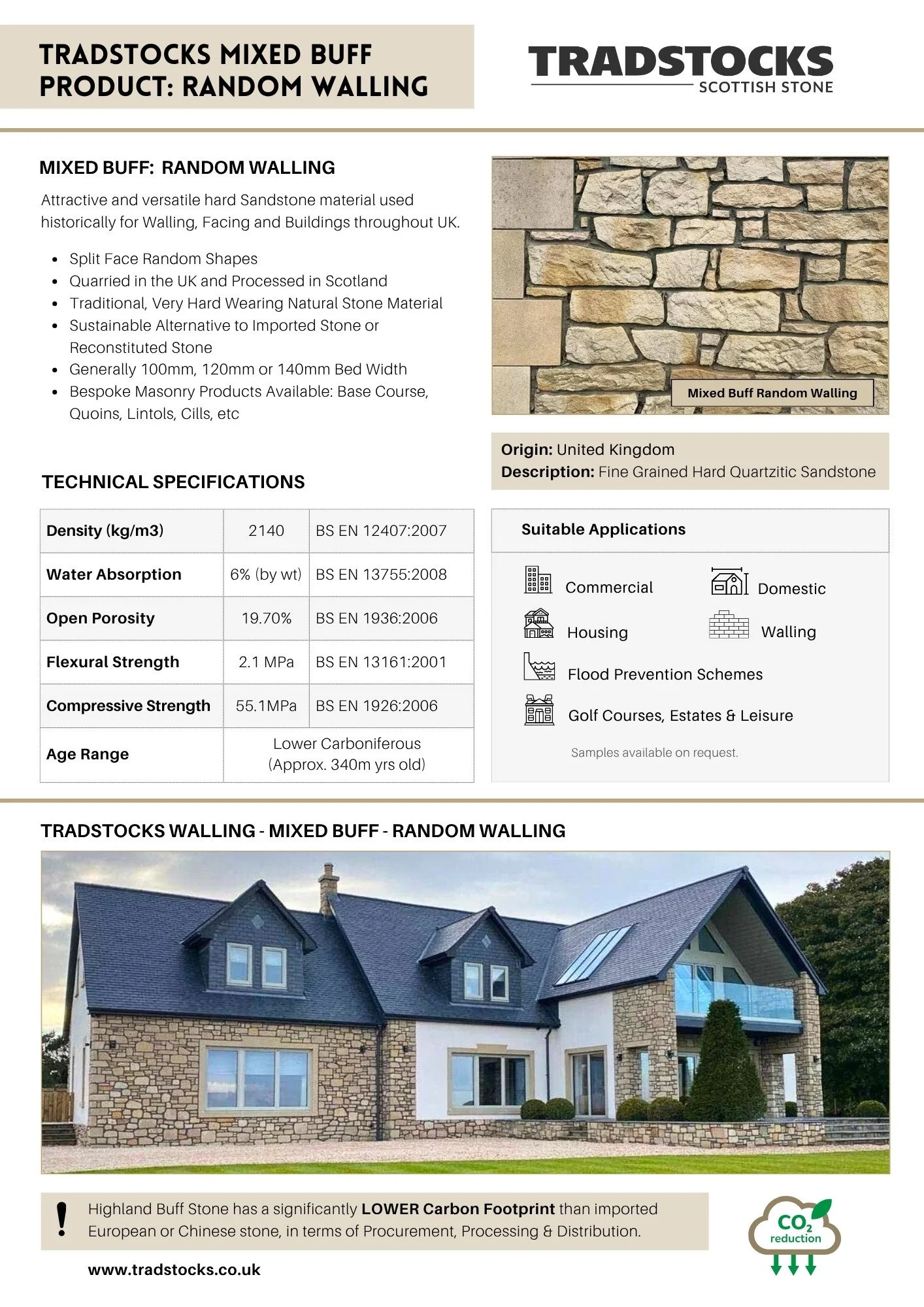 Mixed Buff Random Walling Data Sheet Image
