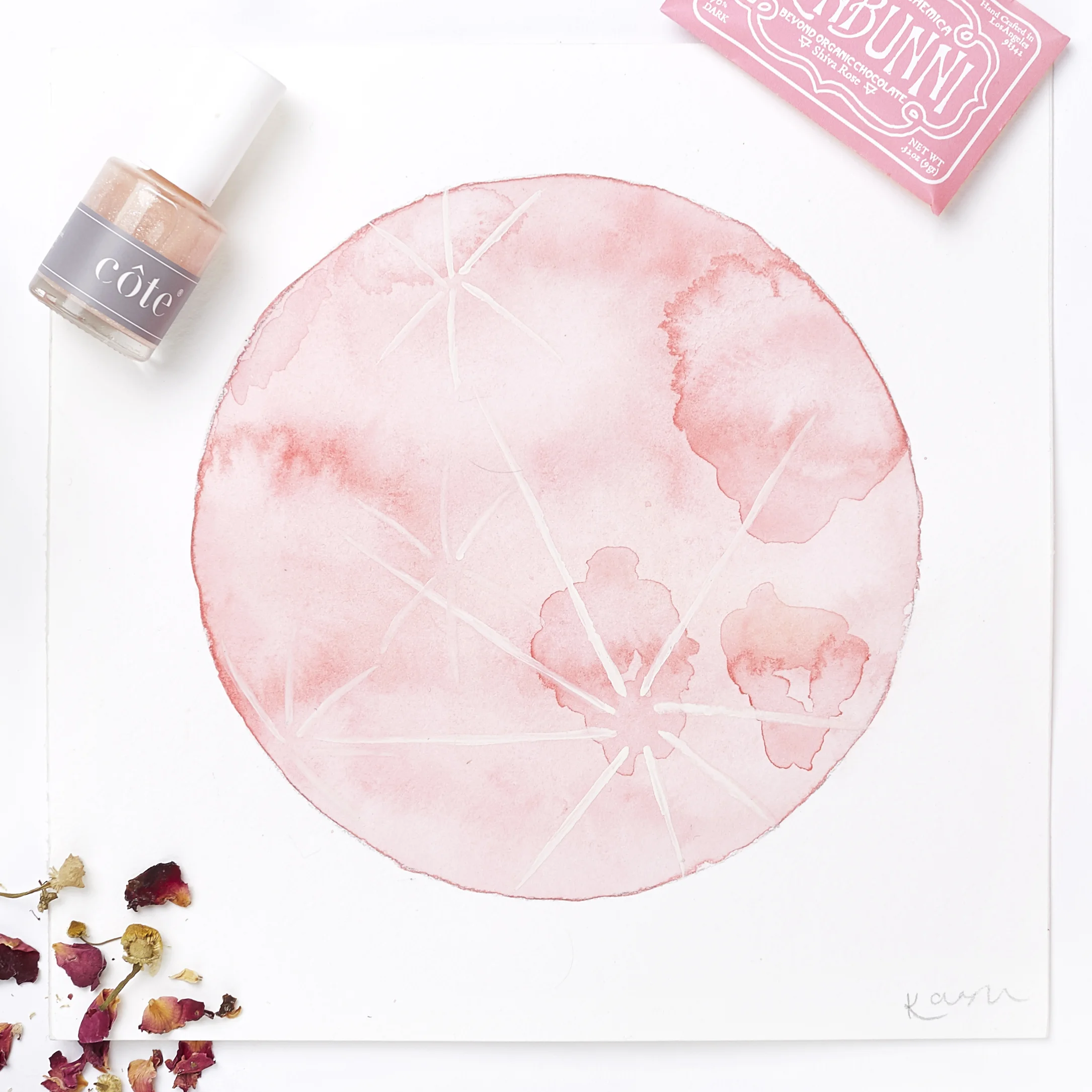 Pink Moon Watercolor - Claggie - The LA Bliss - From Los Angeles With Love