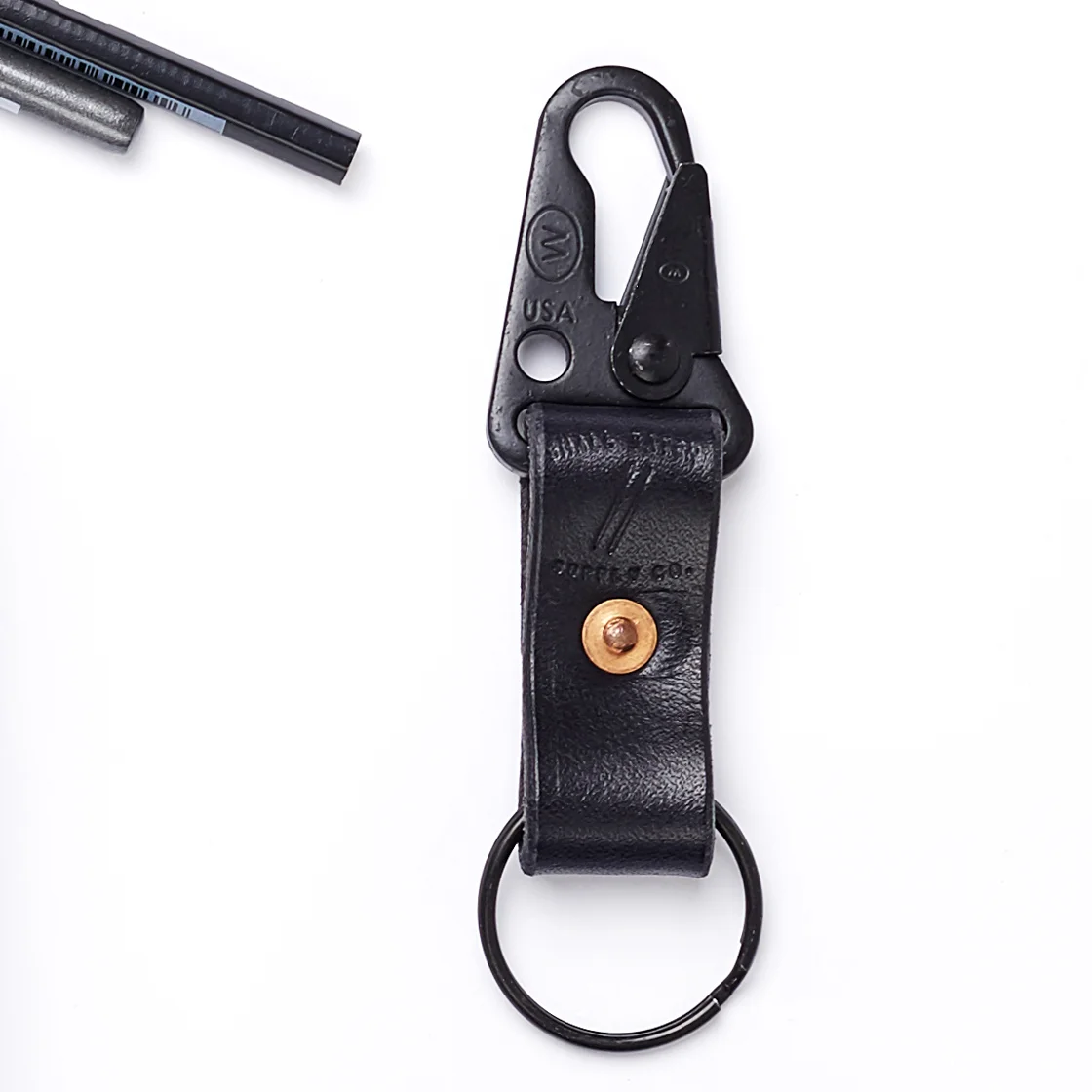 Black Leather Keychain - Small Batch Supply Co - The LA Bliss - From Los Angeles With Love