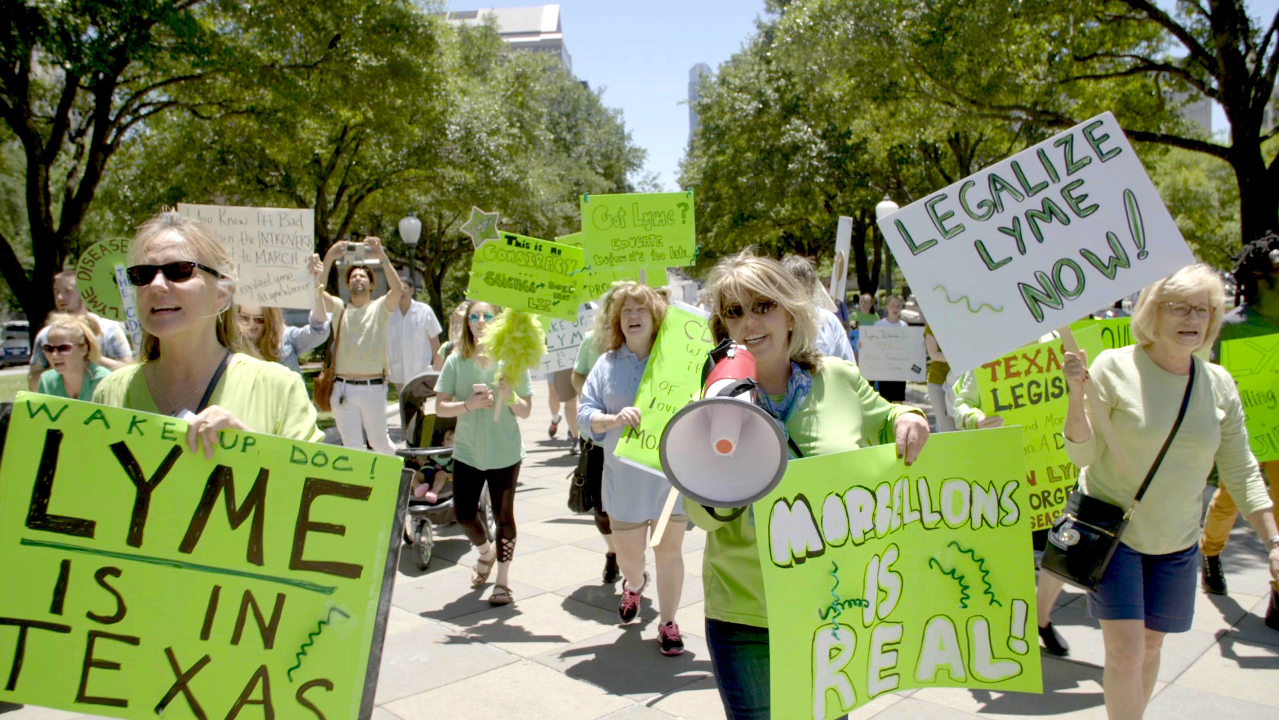  Patients have protested to gain recognition of Morgellons disease.. In the documentary film, “Skin Deep: The Battle Over Morgellons”, Cindy Casey-Holman and others protest at the Texas State Capitol. 