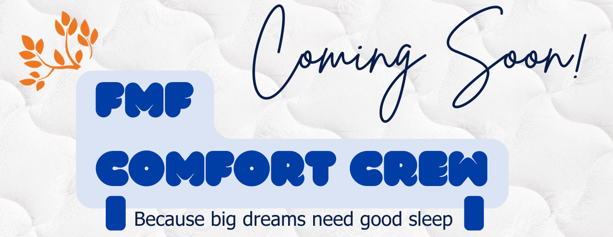 Comfort Crew logo over mattress texture