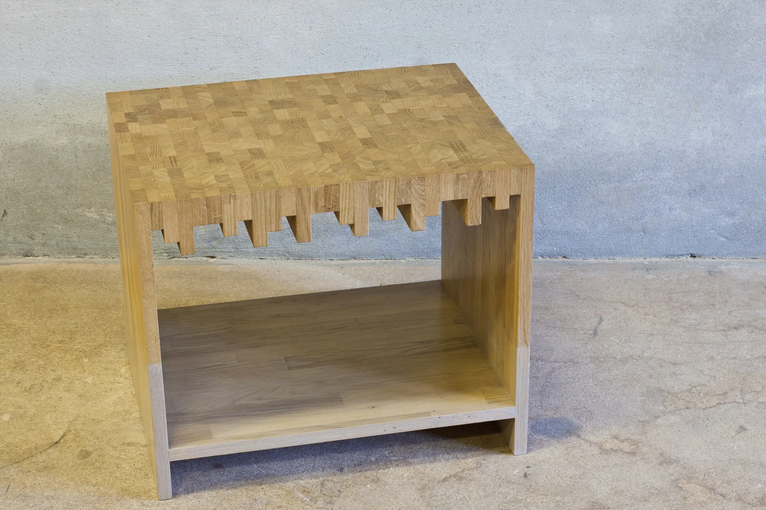 End grain side table