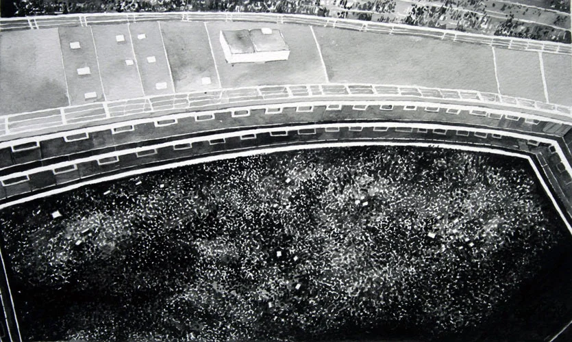  Protest Crowd, London (1), 2011. Ink on paper, 40cm x 58cm   