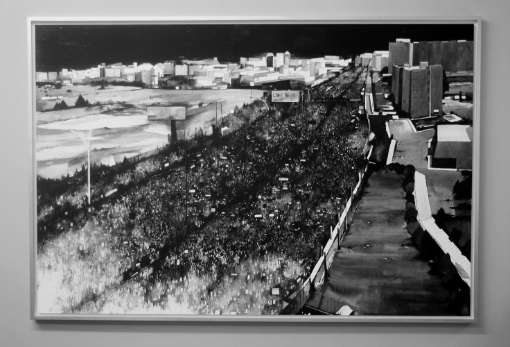  Protest Crowd, Yemen (3), 2013. Ink on paper, Paper size - 40cm x 58cm 