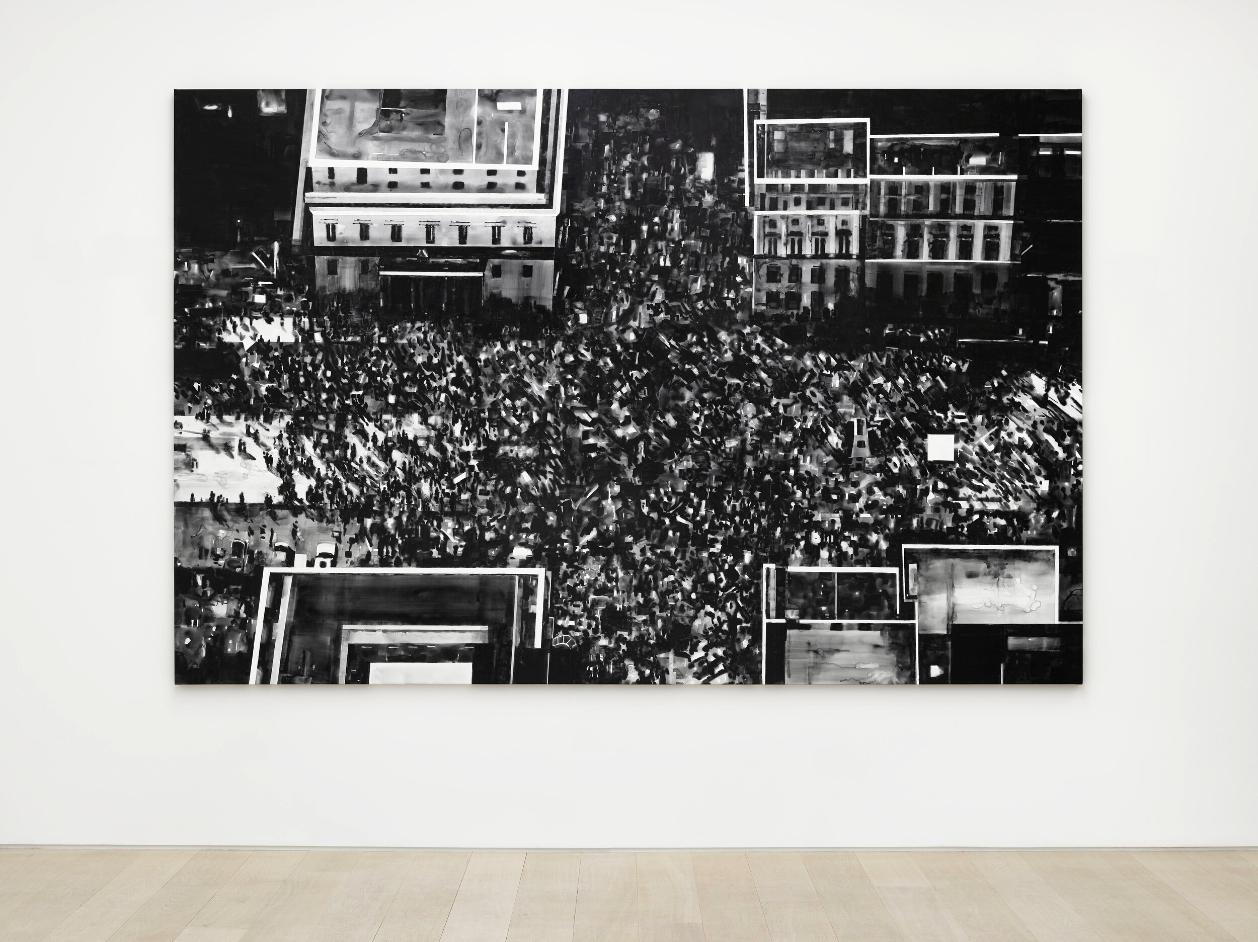  Cross (Protest against Brexit, London, June 2018 )&nbsp;2019. Japanese ink on linen. (290 x 190 x 5 cm ) Installation view. Courtesy Cristea Roberts Gallery and photography-Jack Hems 