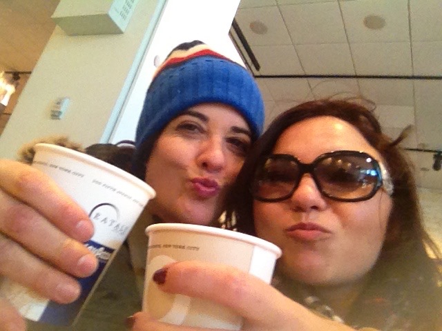 Carolyn and me enjoying lattes at EATALY in New York.