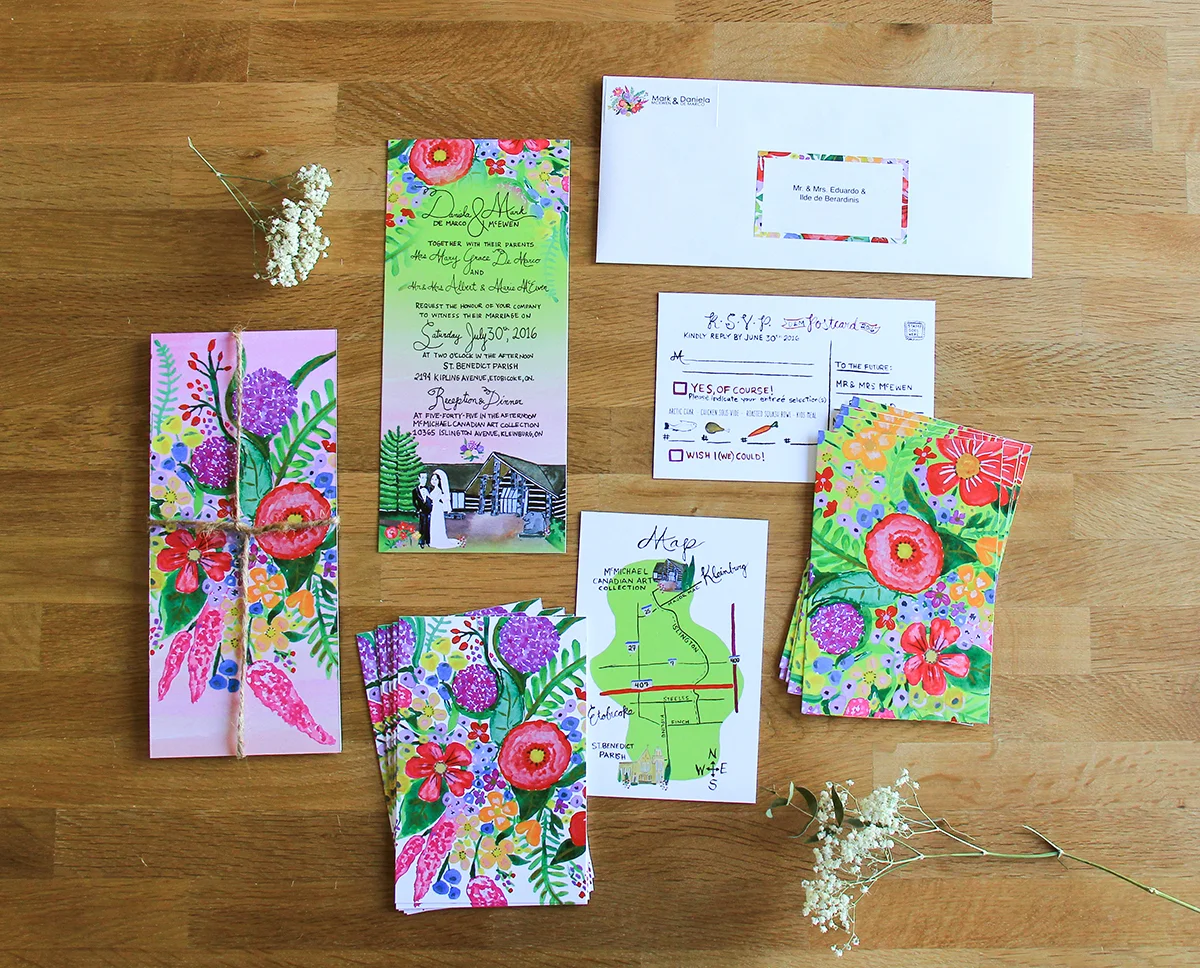 Custom designed wedding invitations by me for our wedding