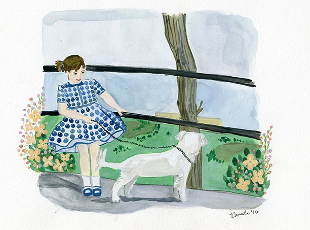 Girl in the Polka Blue Dress