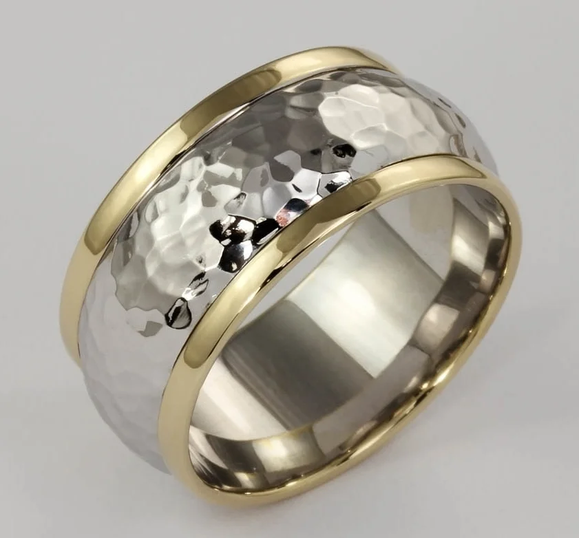 Two-Tone Textured Wedding Band by Mike Ponthieux