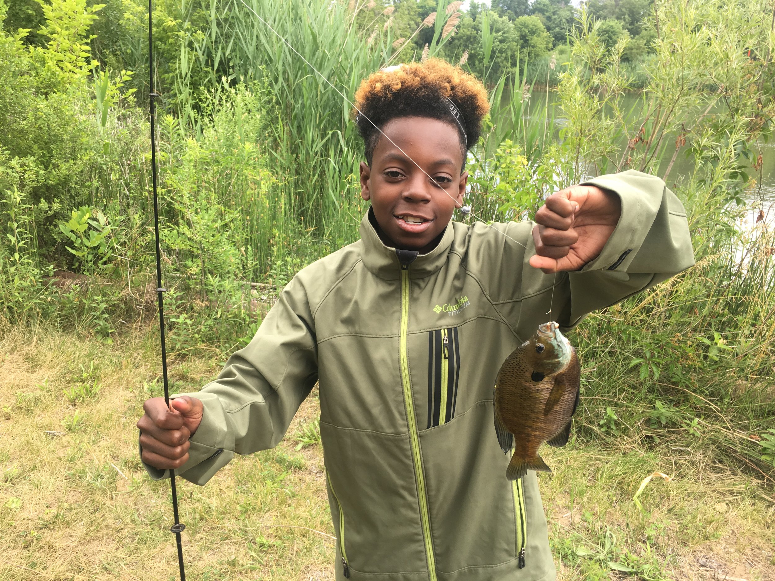 Darwin posing with his first catch!