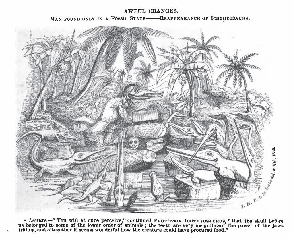 de la Beche's response to Lyell's idea that if the environments of the past re-emerged their extinct biota would too...