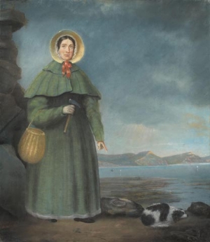 Mary Anning (1799-1847), with her dog. The dog was tragically killed in a mudslide while Mary was doing fieldwork. 