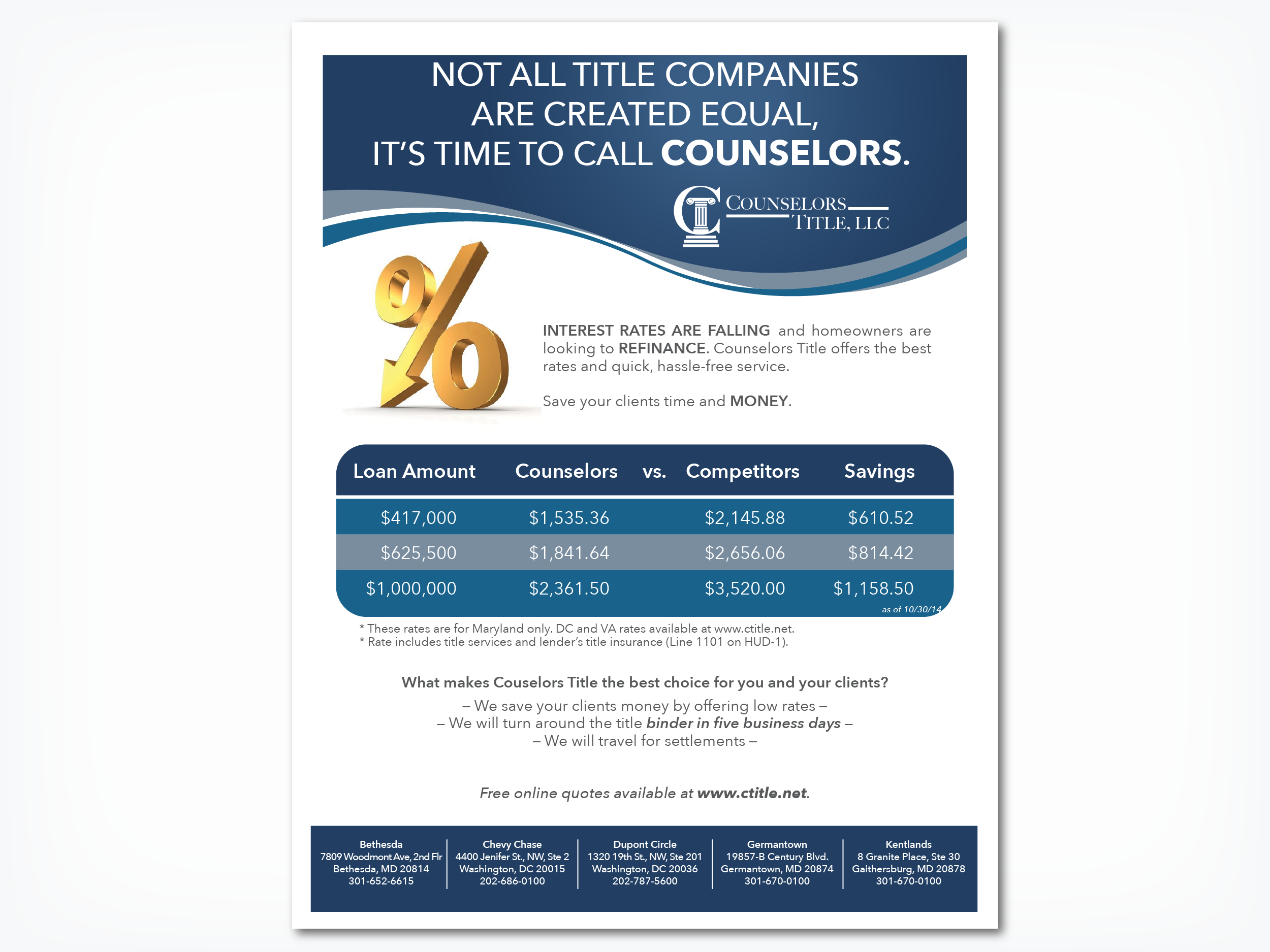 COUNSELORS TITLE, LLC