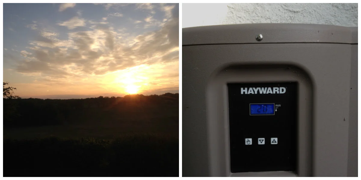Sunrise from the bolly and the pool heater doing its stuff.