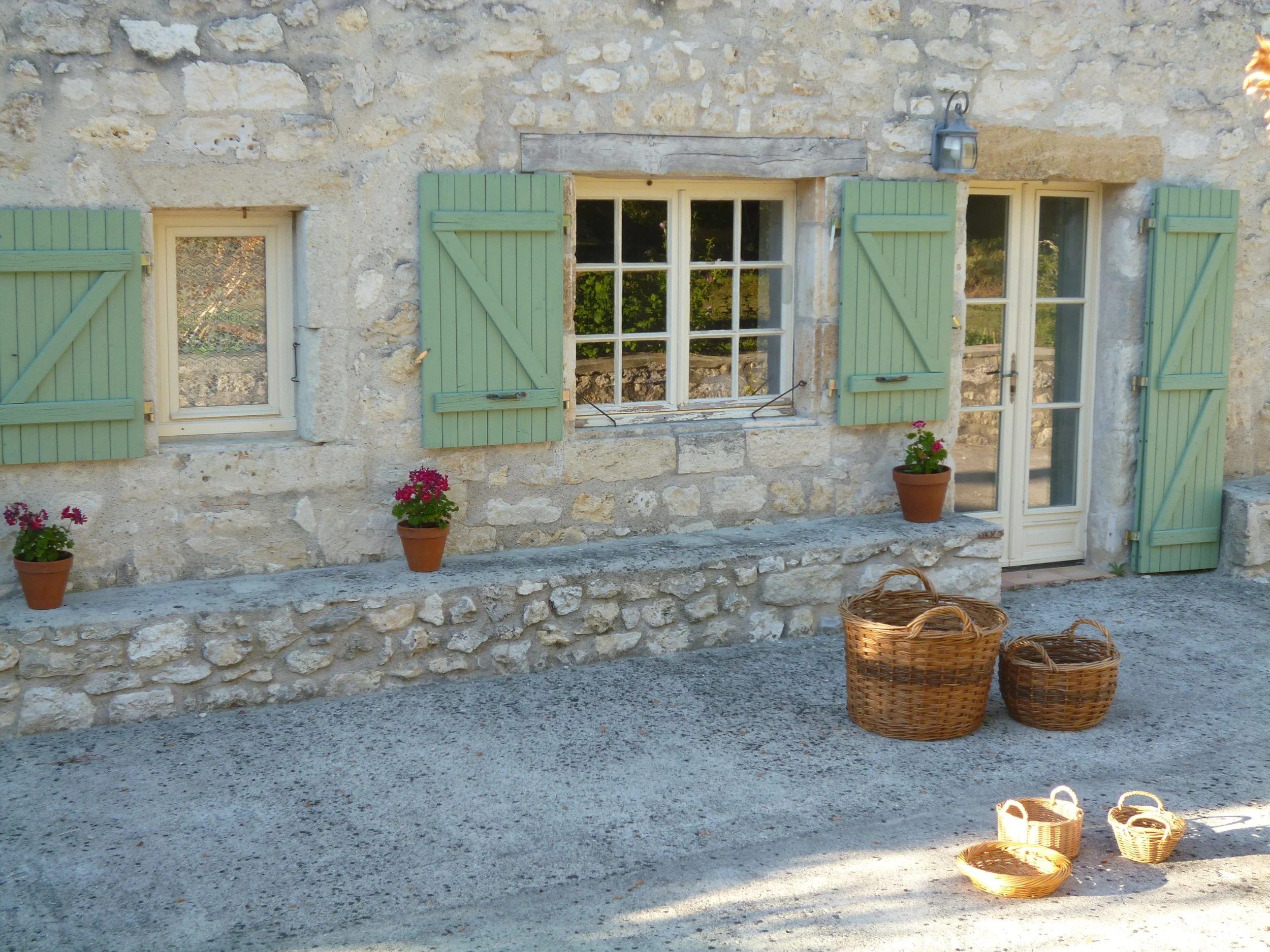 The baskets having been washed, they are now in the house under the stairs.