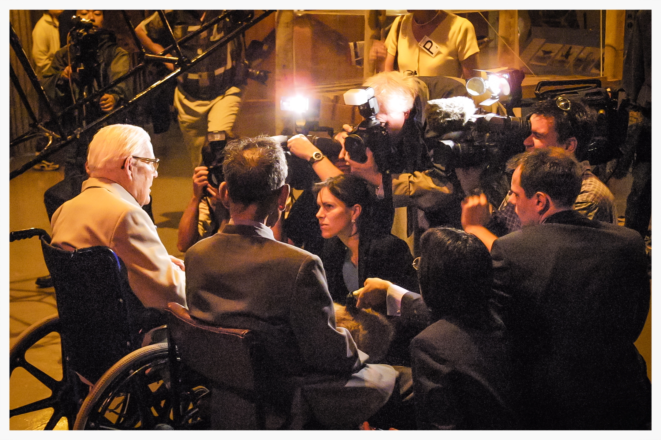 Mr Harada and Mr Sykes meet the press at the Fleet Air Arm Museum, Yeovilton in Somerset.