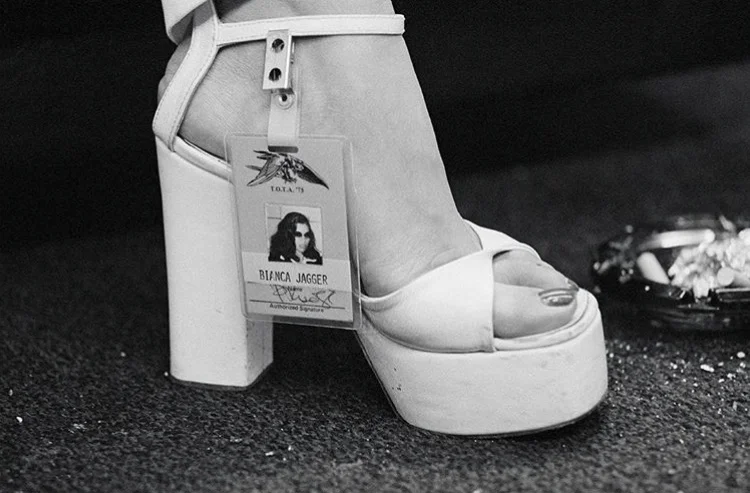 Bianca Jagger at a Rolling Stones concert, 1975. @loverofthepast