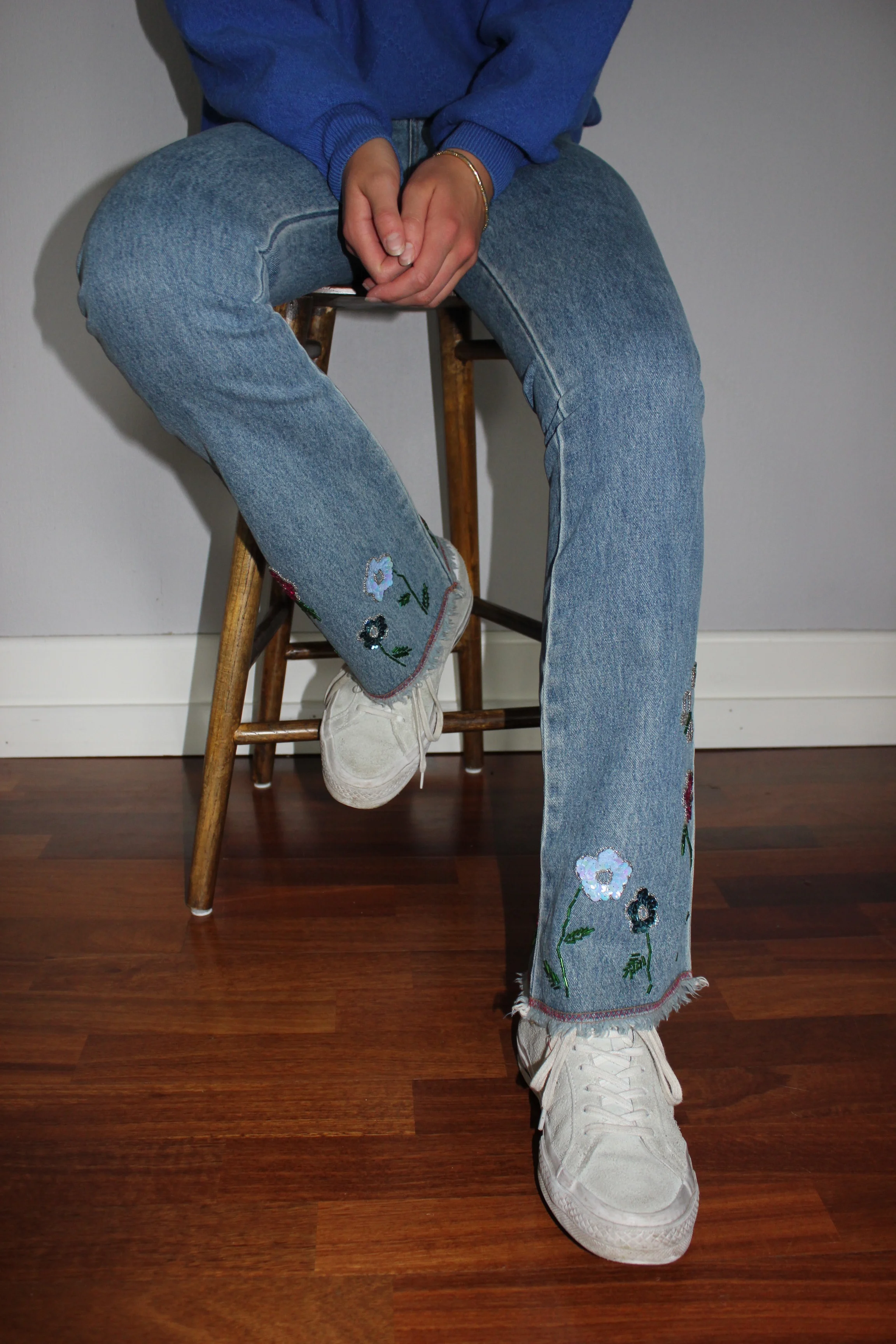 Blomstereng high and flared jeans