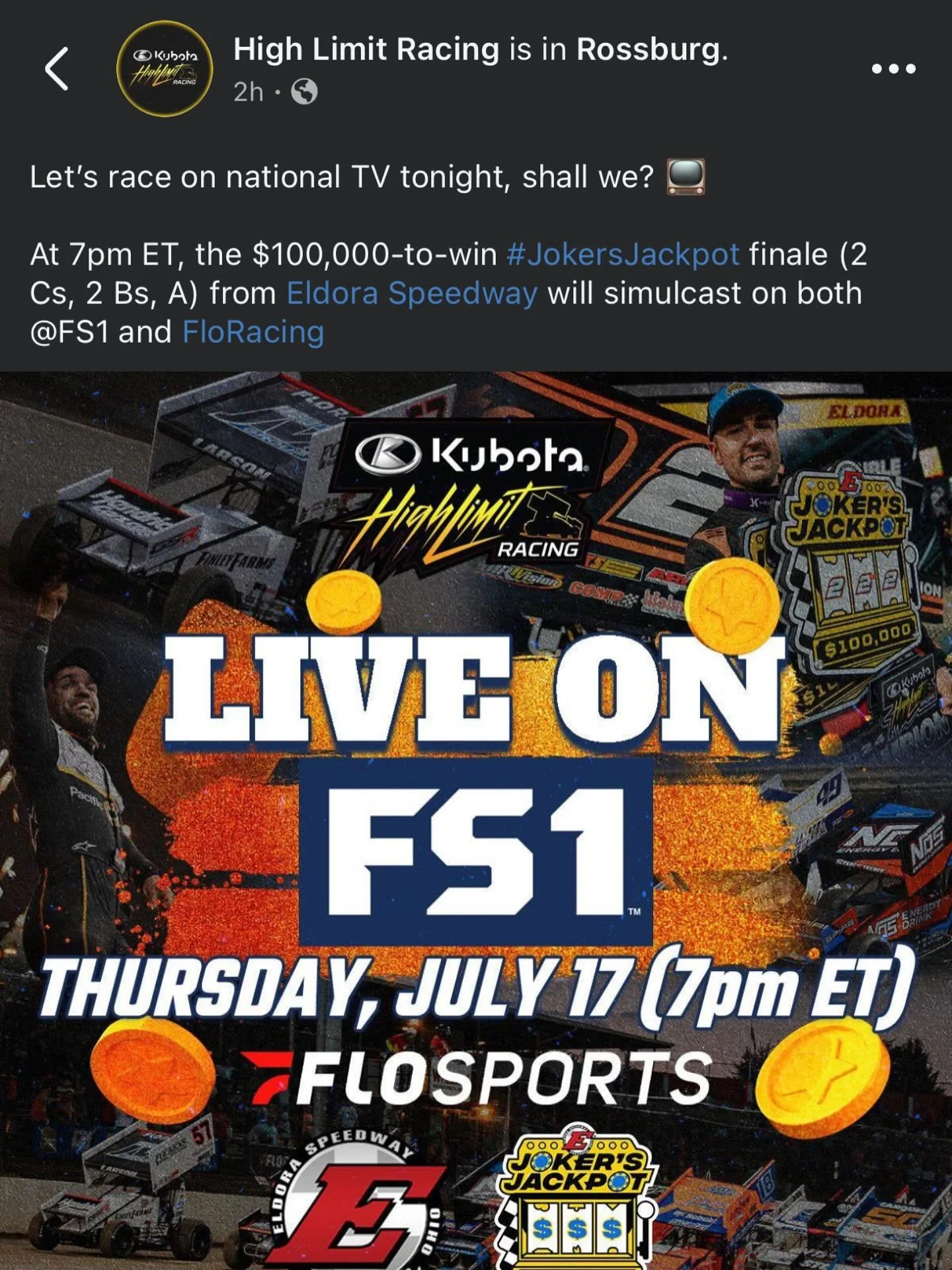 This is a pretty big deal for Sprint Car racing. 
This sport is so great, and it&rsquo;s so real. More people need to know about Sprint Car Racing, and tonight (weather permitting) FS1 is letting us introduce Sprint Car Racing to so many potential ne