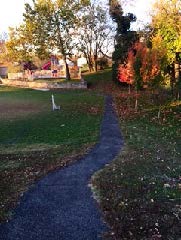 Long and winding road….entry way and pathways into the park will be part of the improvement plan. The playground and equipment were part of Phase 1 improvements.
