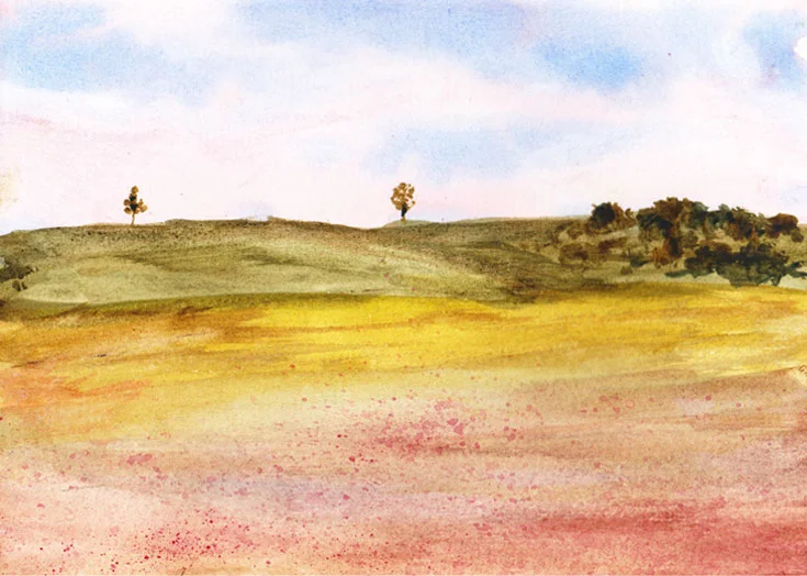WaterColour_Painting_Practise_2TreesHill