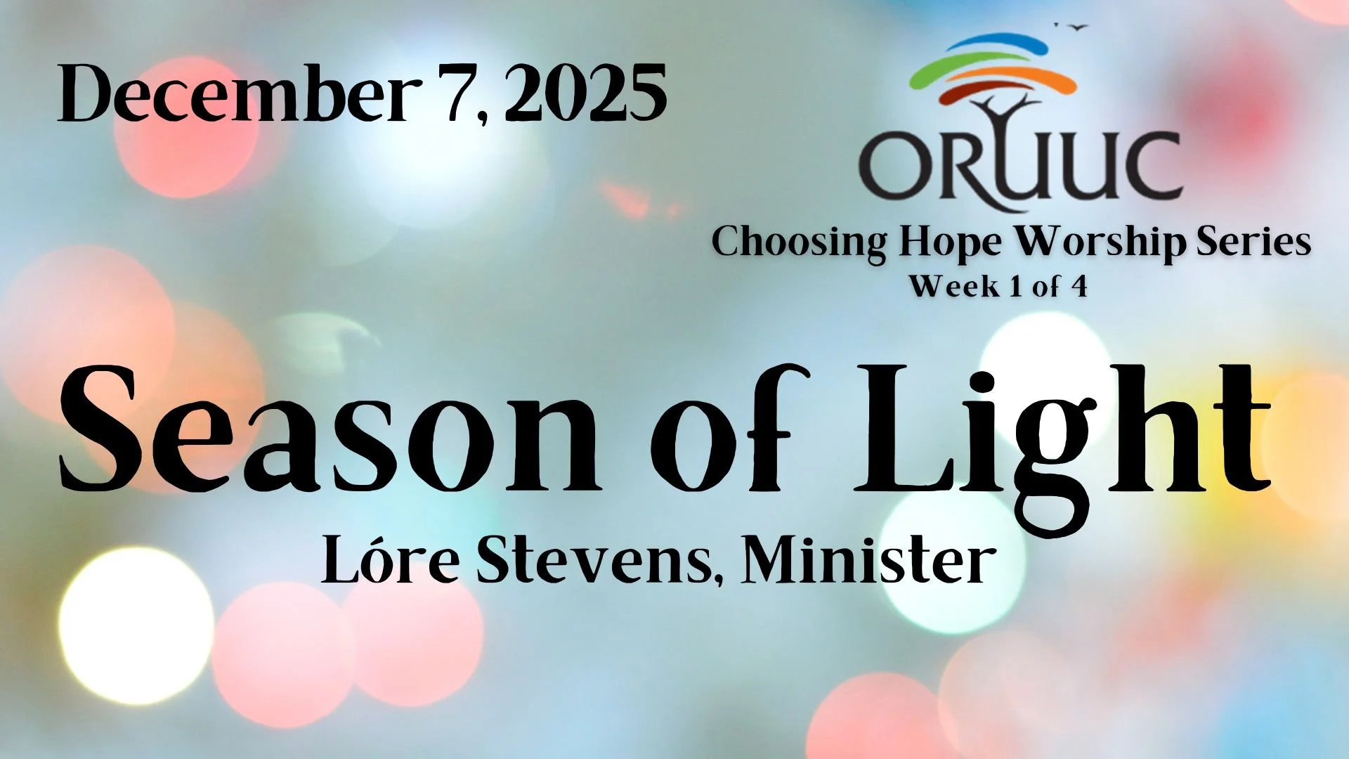 Sunday Morning Worship: Season of Light
