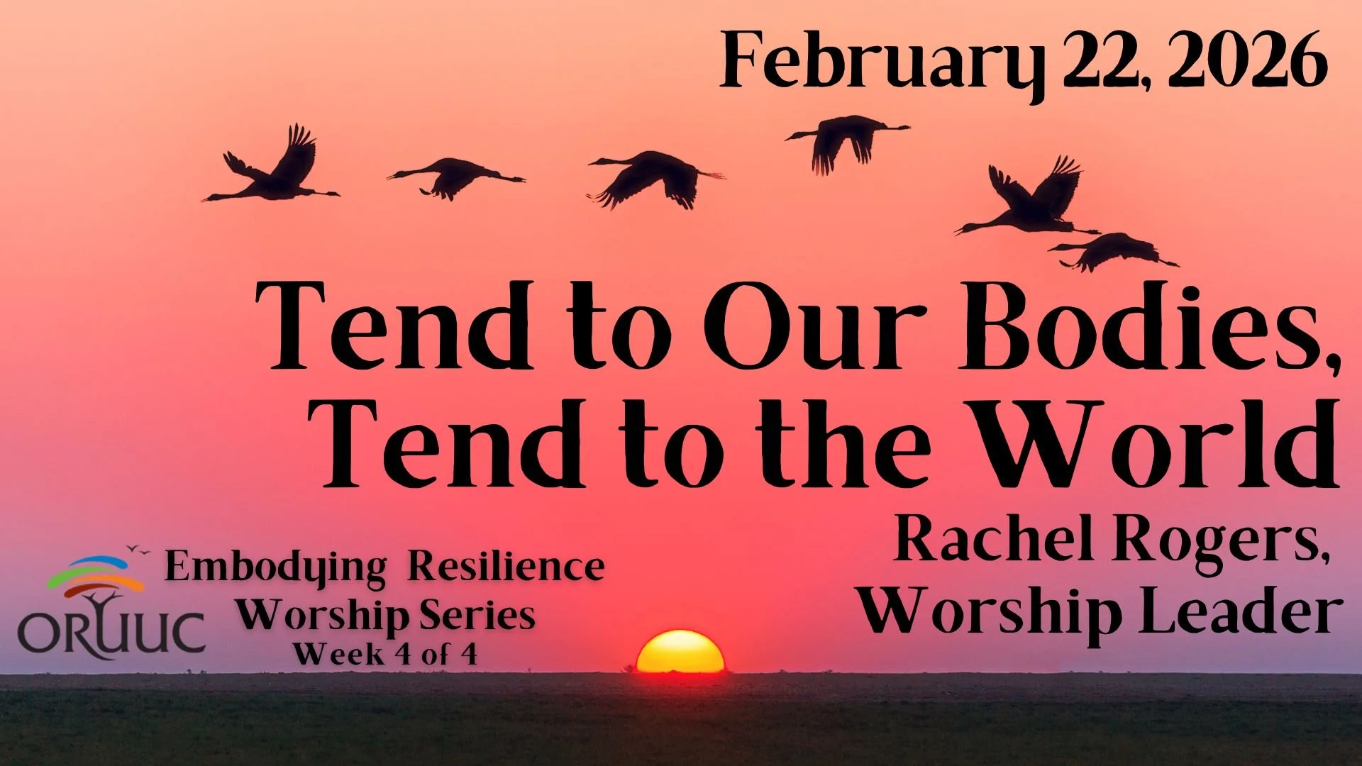 Sunday Morning Worship: Tend to Our Bodies, Tend to the World