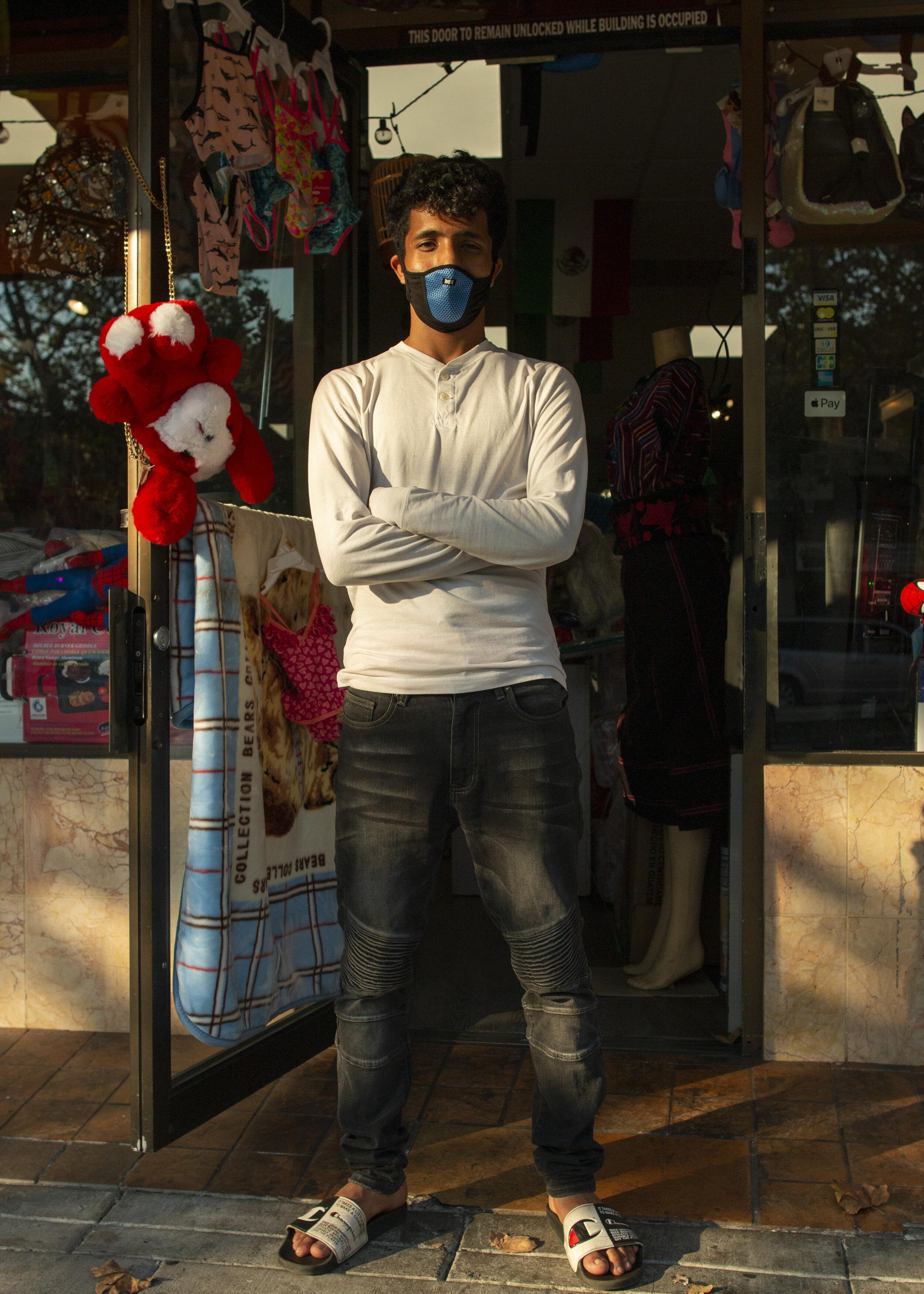Yemeni-American shopkeeper in the Fruitvale District, a largely Latino commmunity in Oakland, California. 