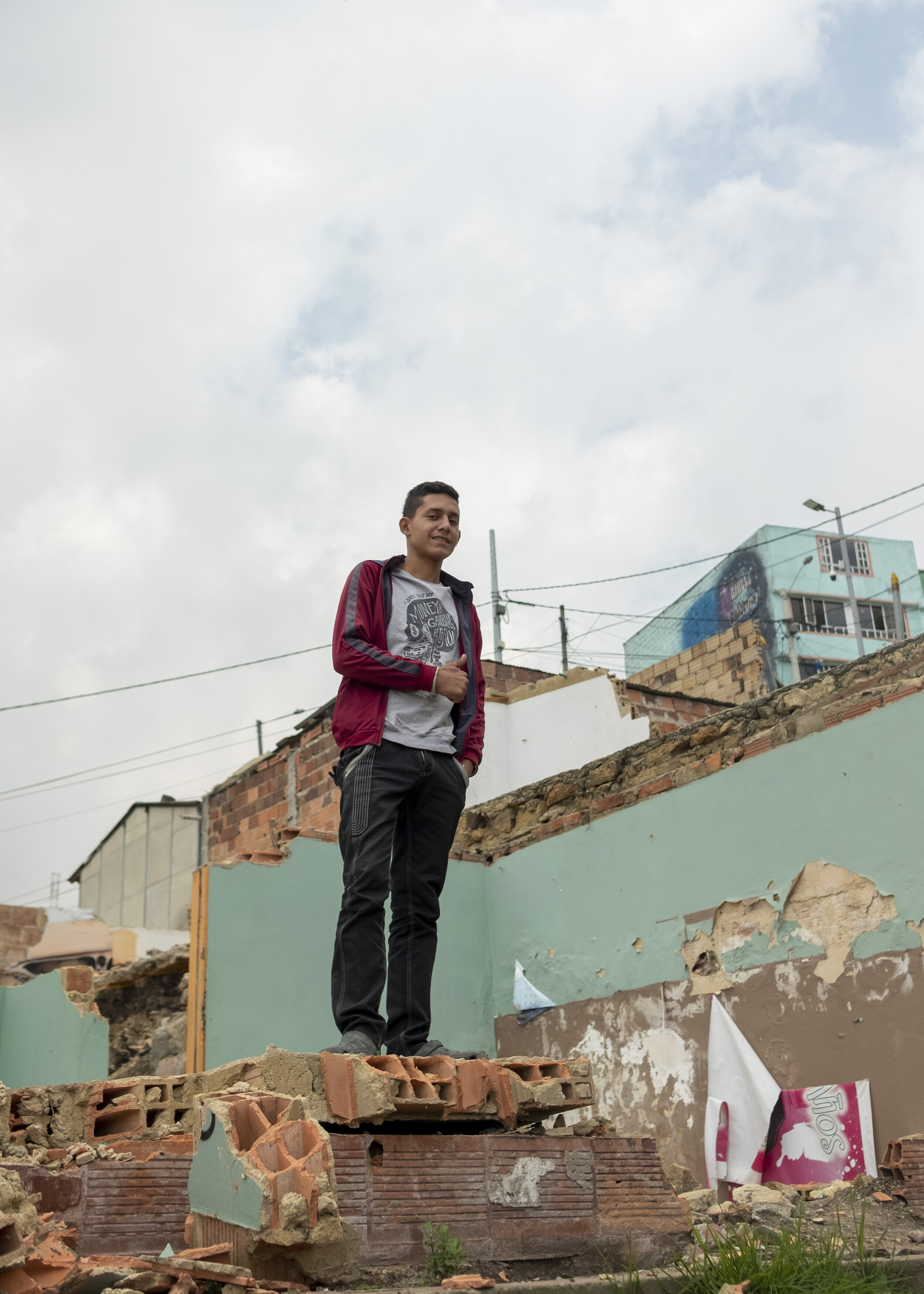  Mibzar, standing on the foundation of a home in El Paraiso, Bogotá.  