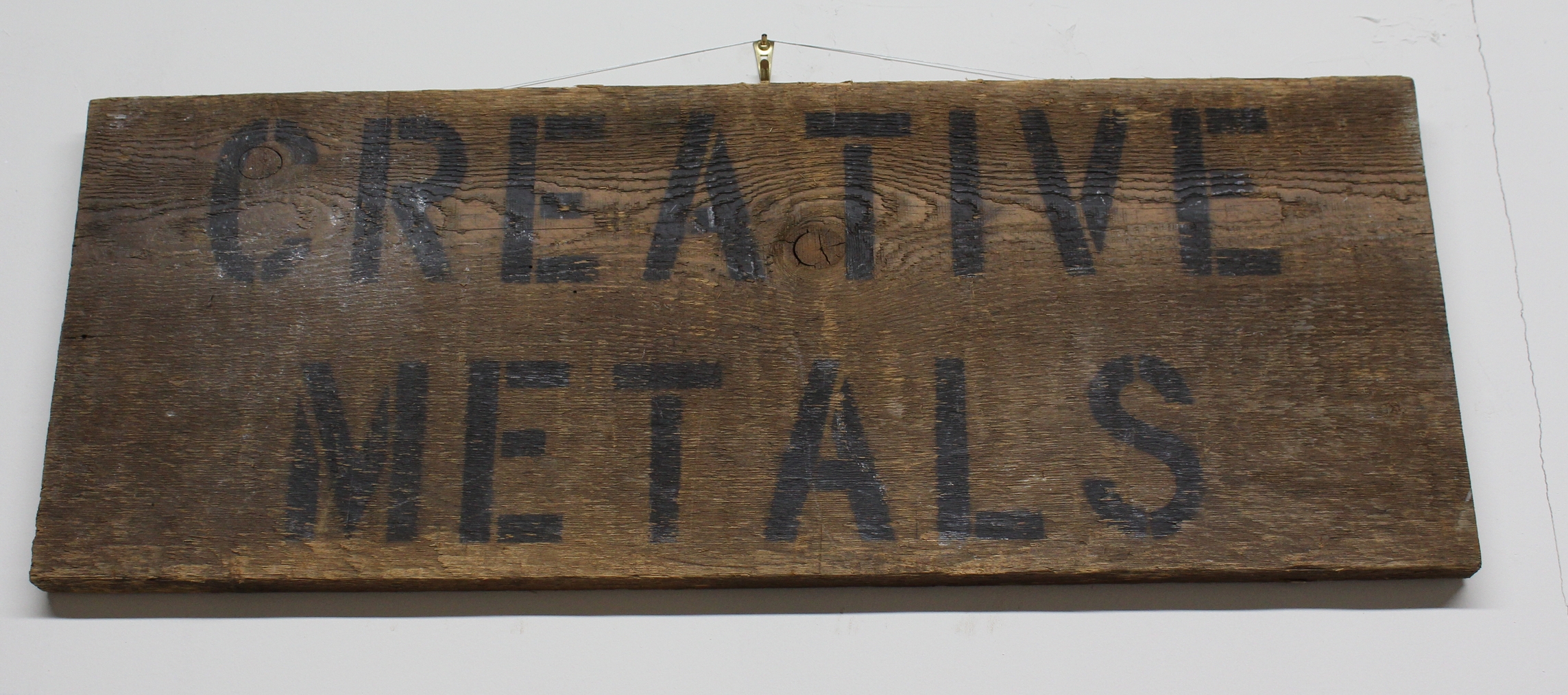 Peter Markey's first business sign - now on display in the ShieldCo shop.