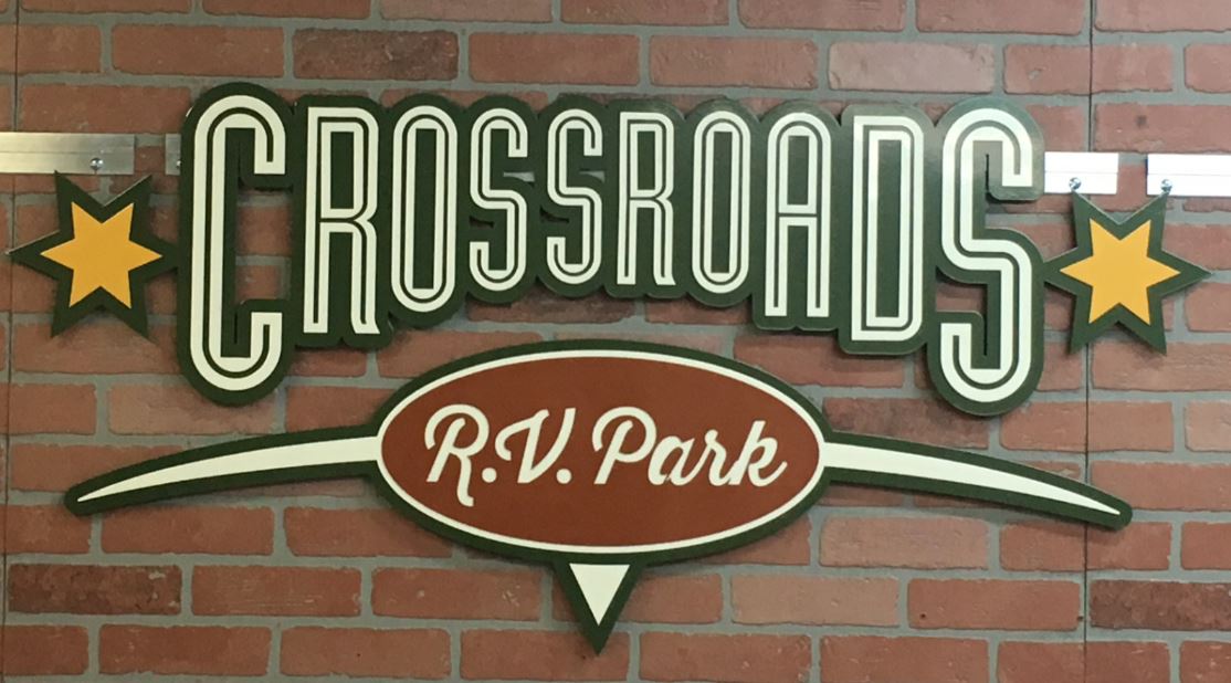 Crossroads RV Park - Custom Metal Sign.JPG