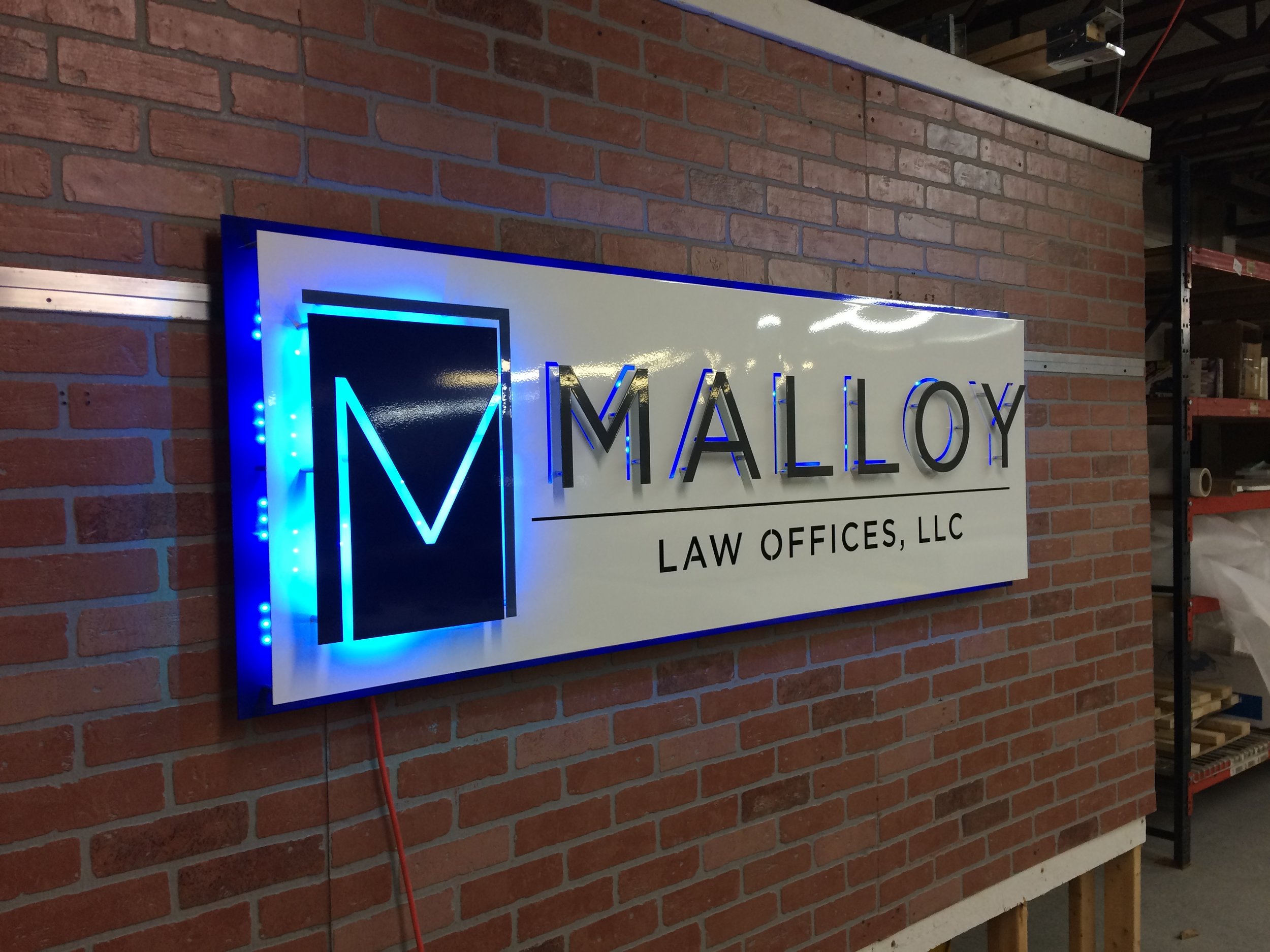Custom Metal Sign- Malloy Law- Left-lit.JPG