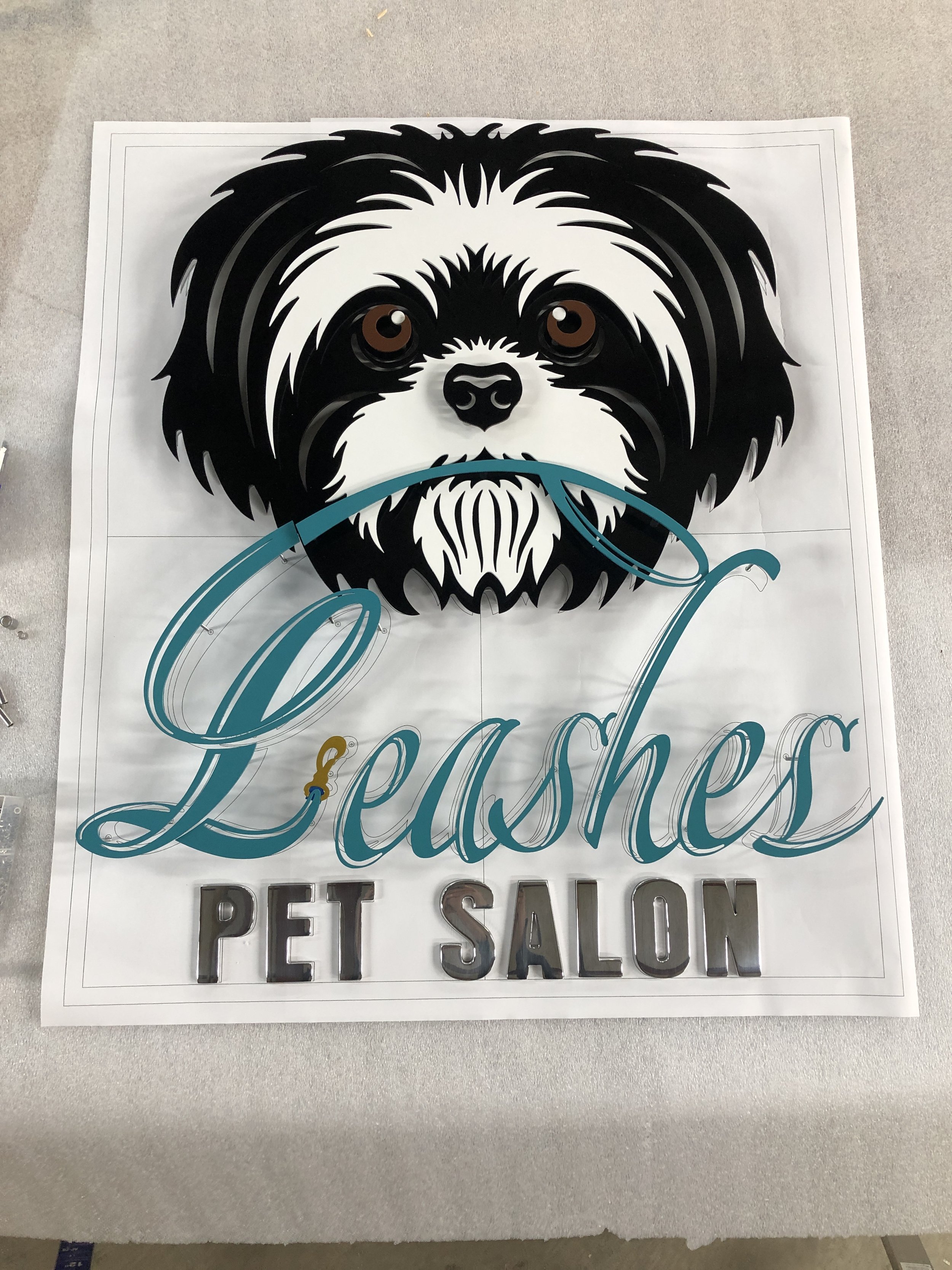 Leashes Pet Salon individual letters with 3D logo animal.JPG