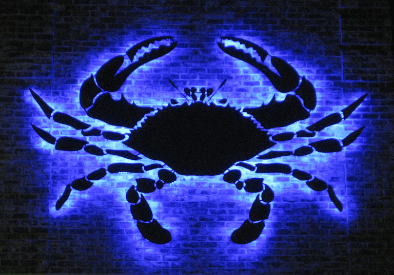 Stainless Steel crab with LED lighting