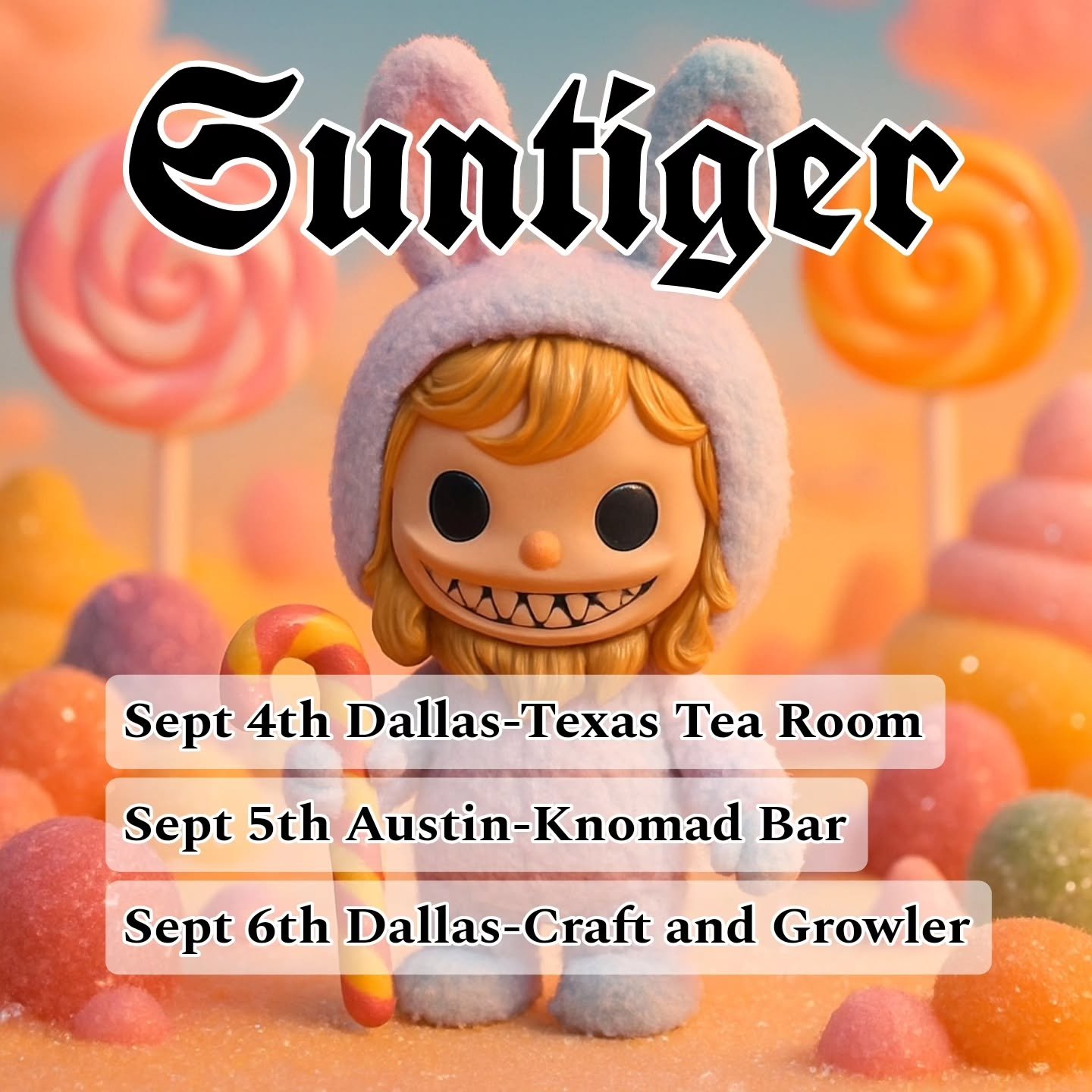 Kicking off September with some awesome shows this weekend.
I'll be in Dallas on Thursday and Saturday,
Austin on Friday!
Start fall with a PSL and some Suntiger
🎃🍂 ☀️🐅

@thirdstringproductions
@txtearoom
@nomadbar
@punksandpainters