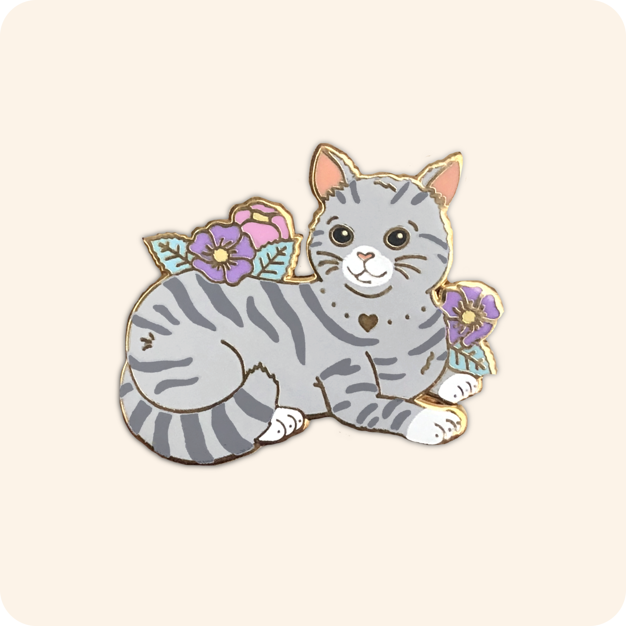 Kawaii Grey Cat Pin