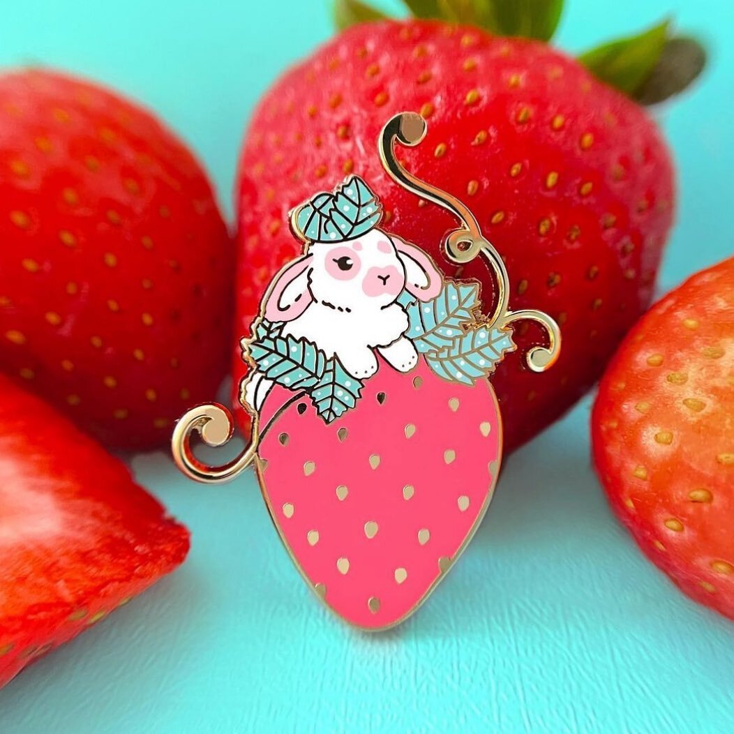 In a major strawberry mood lately 🍓This is probably my most popular pin design out of them all. It has unfortunately been stolen and resold as a crappy low quality version on aliexpress and I&rsquo;m still trying to get it taken down. In the meantim