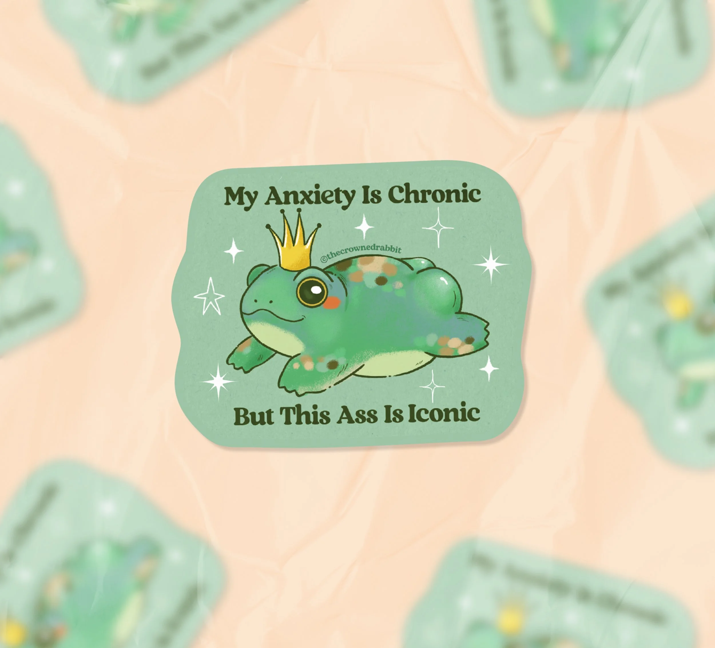 Chronic Anxiety Frog Vinyl Sticker, Frog Stationery