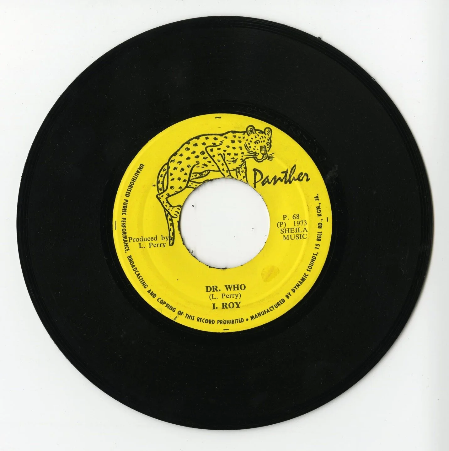 Panther Records (Jamaica) (cat. no. P. 68), "Dr. Who," composed by L. Perry, performed by I. Roy