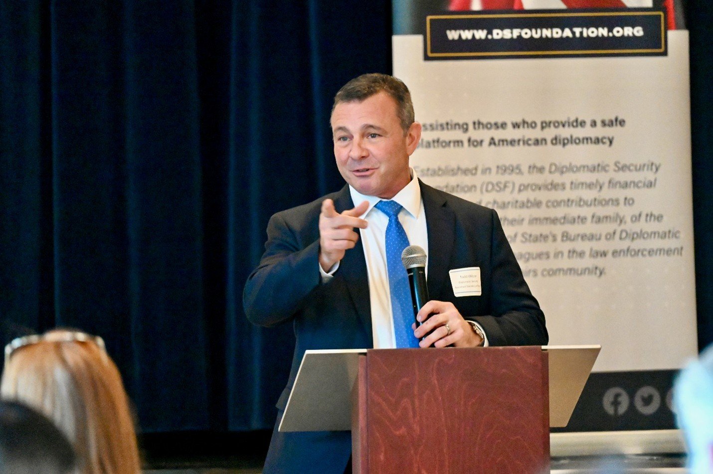 Asst Sec for Diplomatic Security Todd Wilcox addresses audience