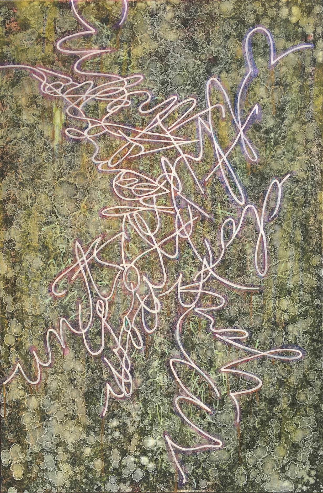 Golden Rule (Var. 2), 2017 Enamel, acrylic, and interference pigment on canvas, 36 x 24 inches