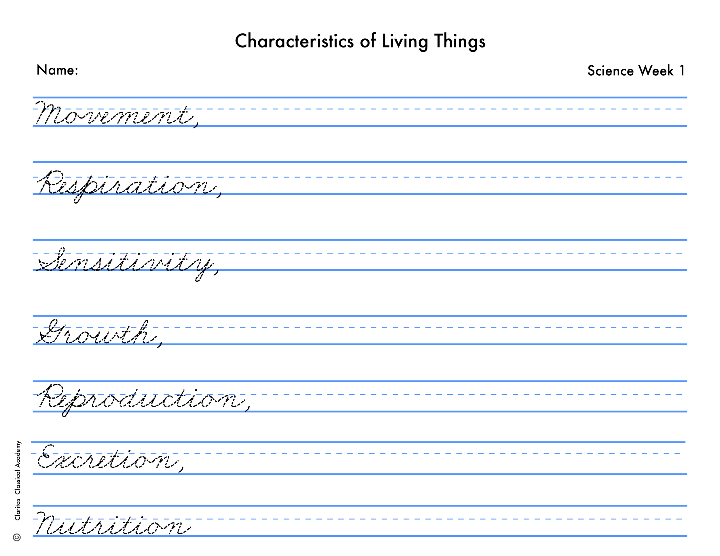 Handwriting Sheets: Choose Cycle and Format — Claritas Publishing