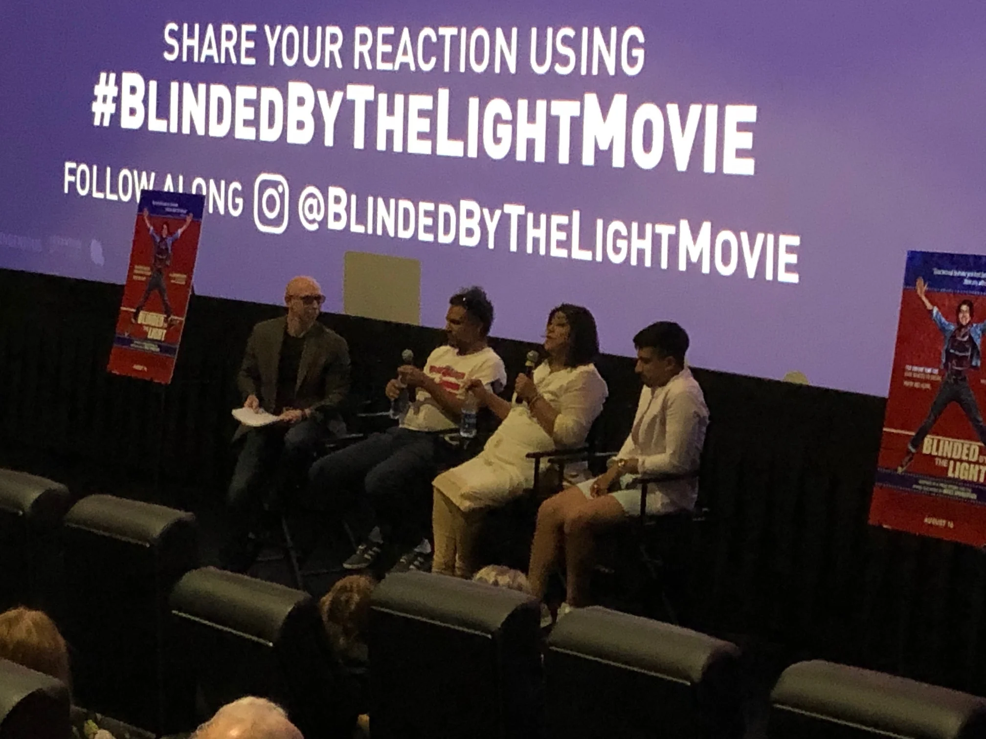 Jeff Mitchell with writer Sarfraz Manzoor, director Gurinder Chadha , and actor Aaron Phagura.