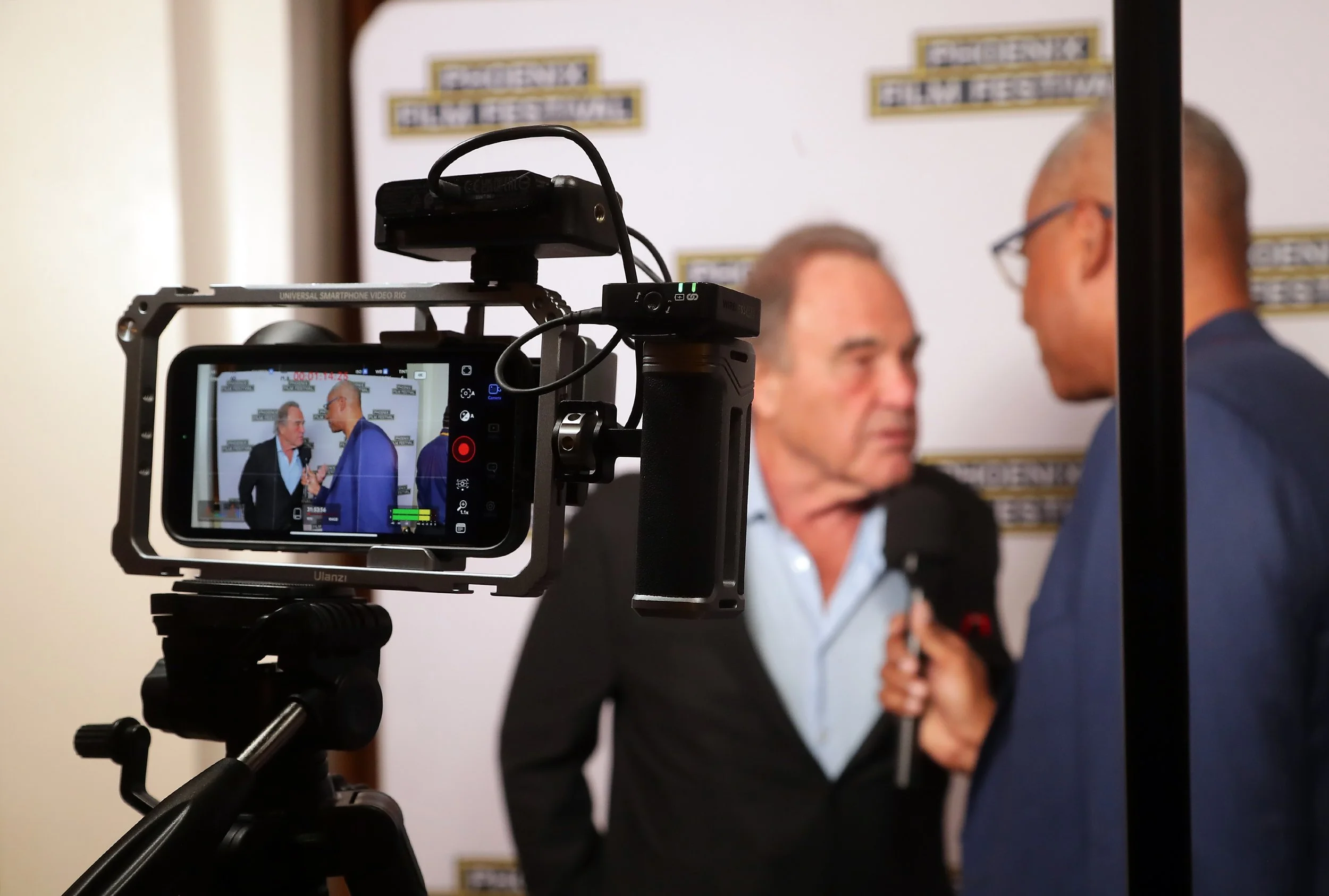 Oliver Stone being interviewed for the Platoon Reunion Event at the 2025 Phoenix Film Festival