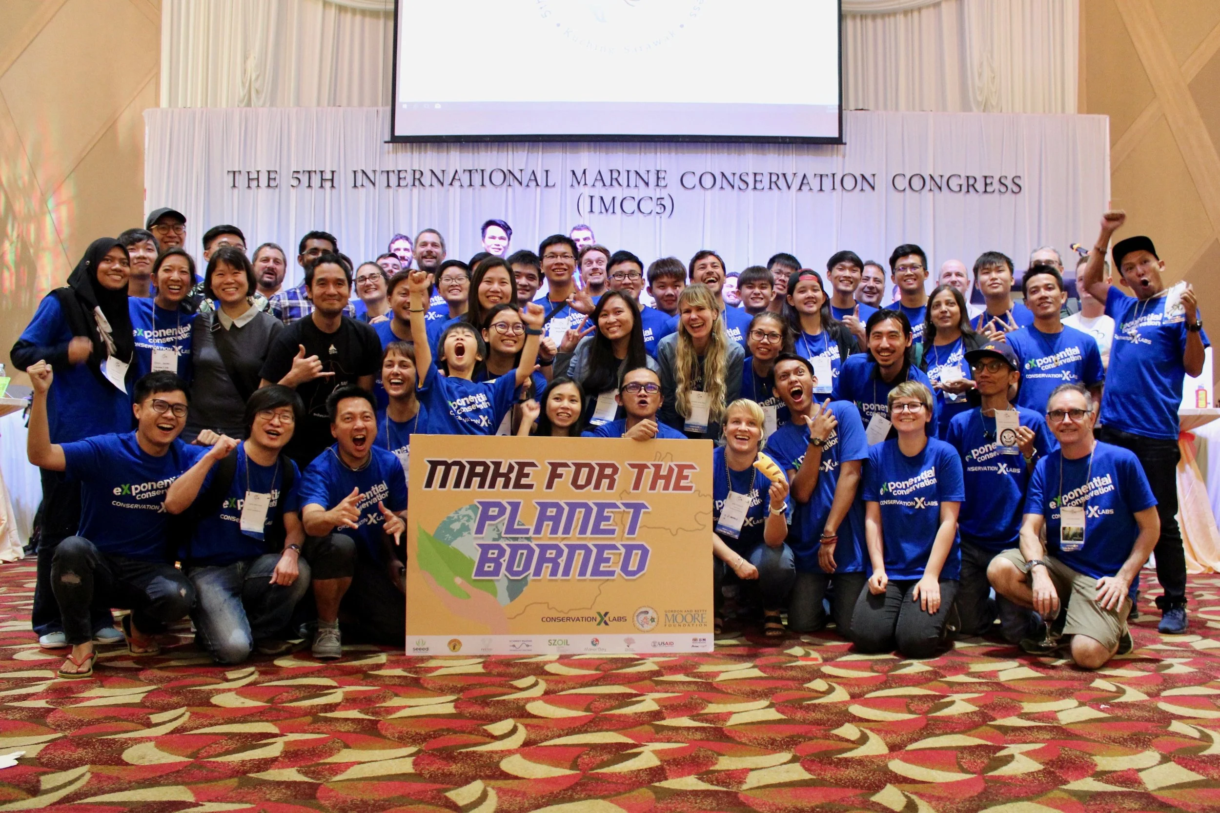 The Make for the Planet Borneo participants celebrate a successful competition. 2018