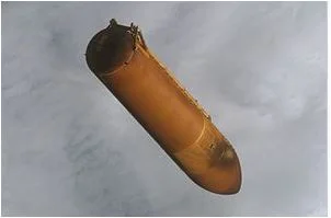 Shuttle tank on it's way back to Earth (Wikipedia)